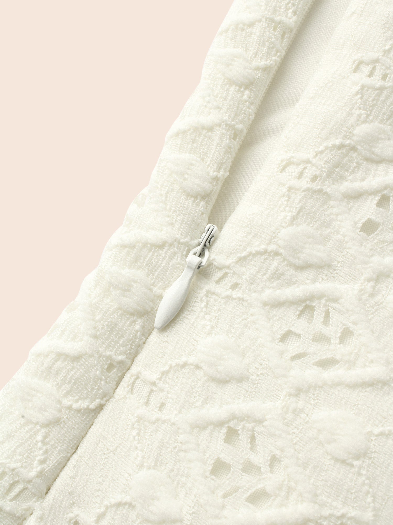 Solid V Neck Broderie Anglaise Dress-Sweetccc