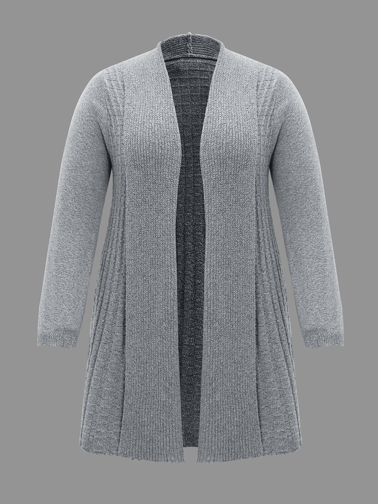 Folded Kimono Collar Plain Plisse Cardigan-Sweetccc