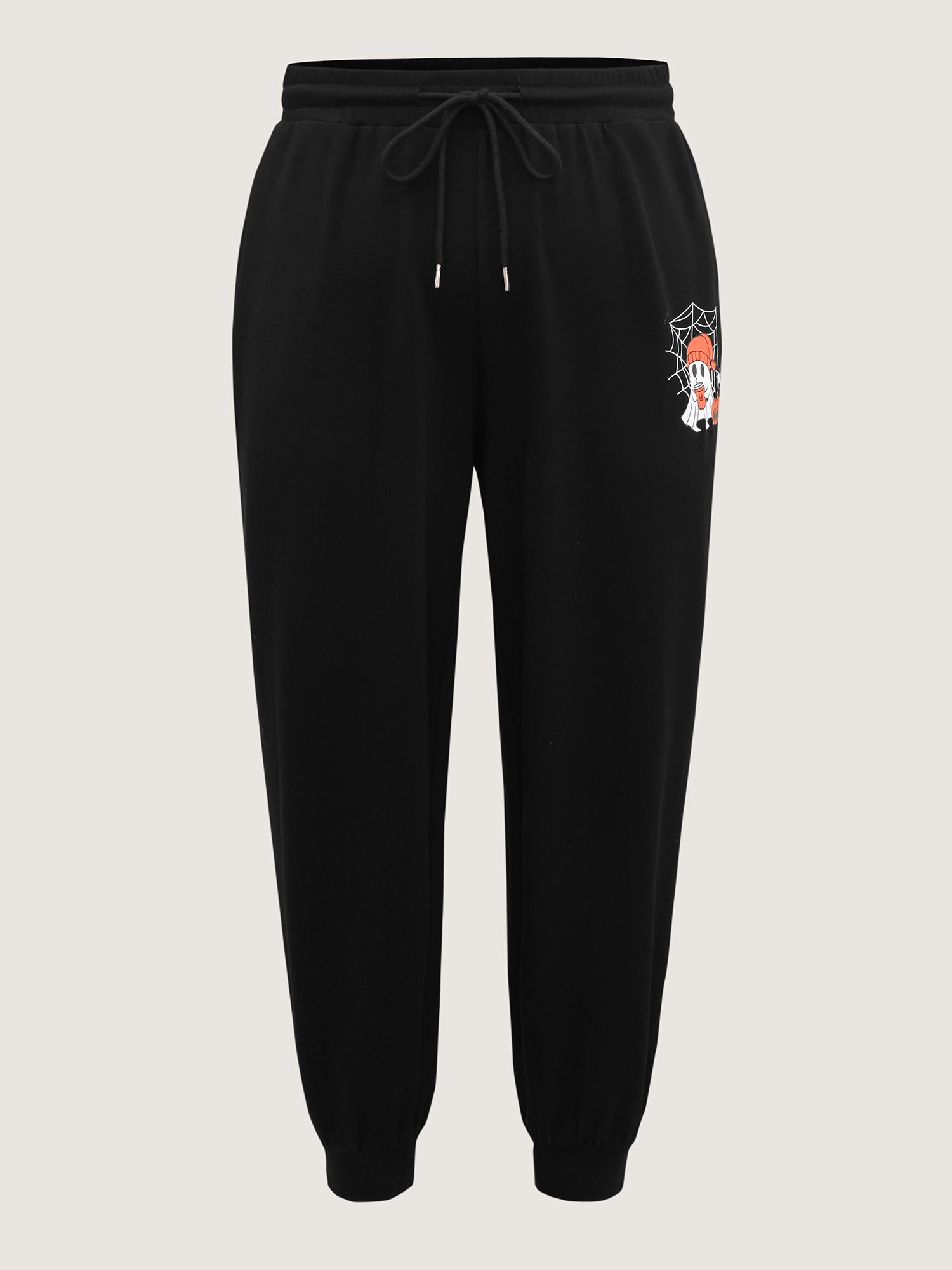 Ghost Motif Cuffed Jogger Pants-Sweetccc
