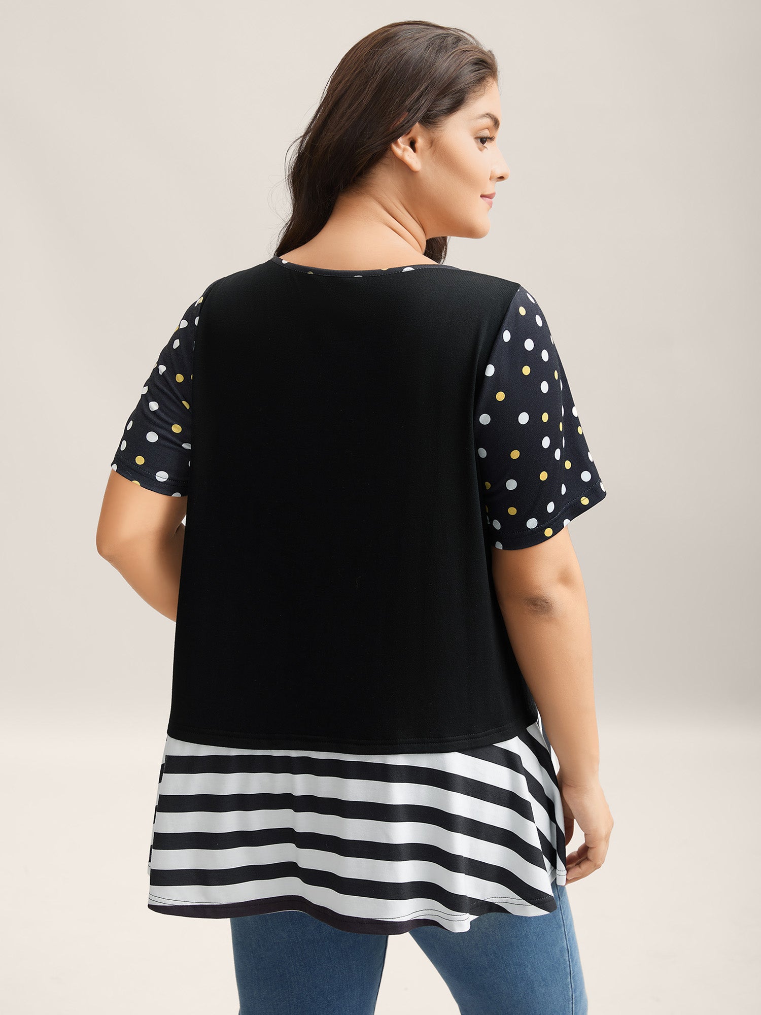 Supersoft Stretchy Polka Dots Stripe T-Shirt-Sweetccc