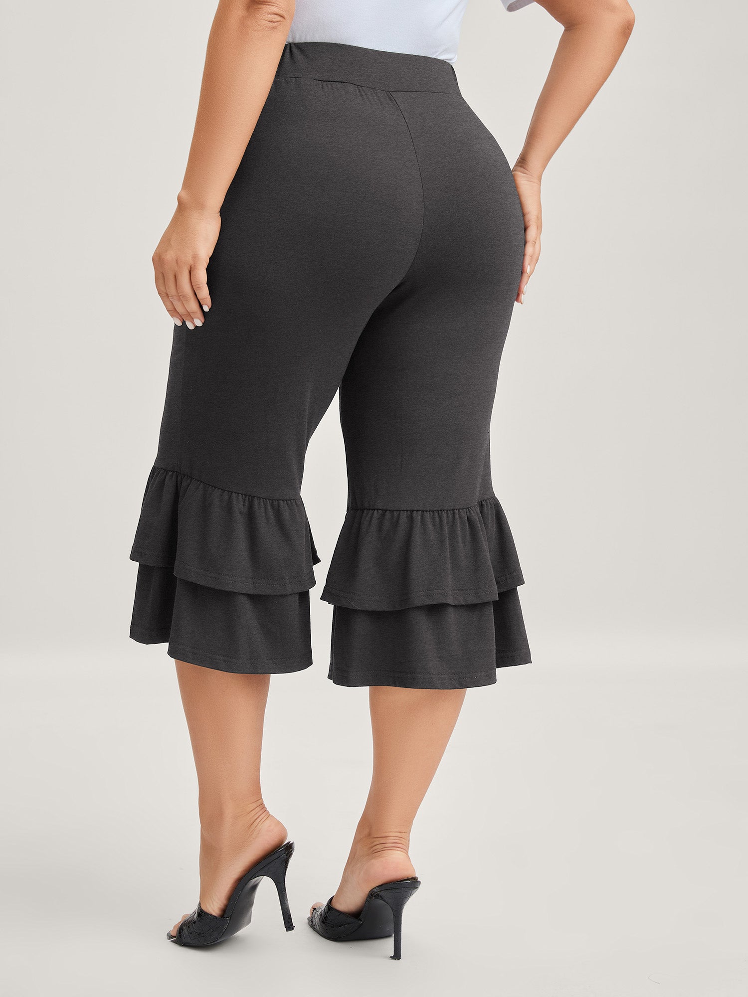 Layered Ruffled Flare Hem Pants-Sweetccc