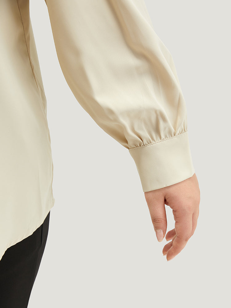 Lapel Collar Asymmetrical Button Up Blouse-Sweetccc