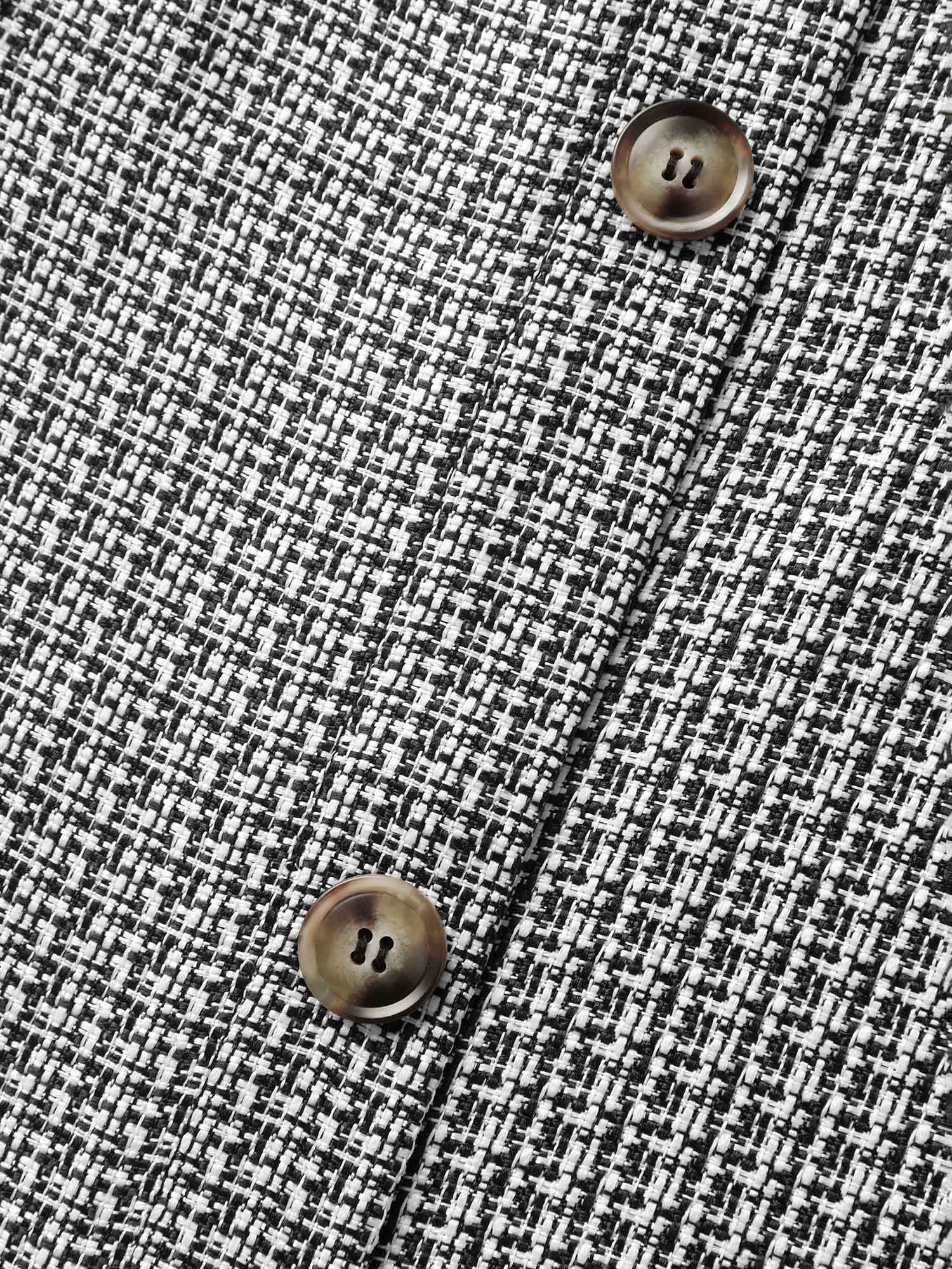 Houndstooth Button Detail Pockets Knee Dress-Sweetccc