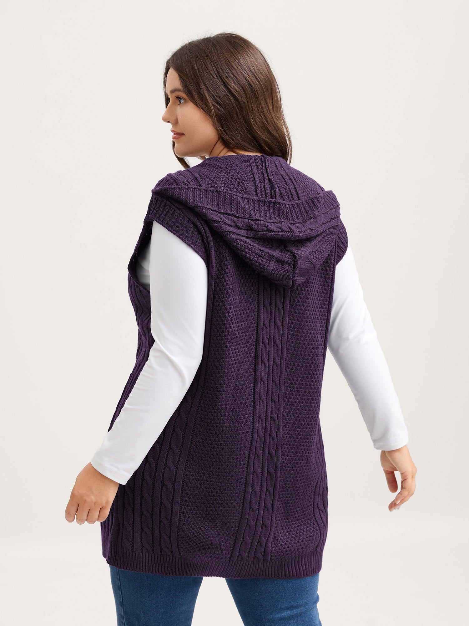Twisted Hooded Sleeveless Knit Cardigan-Sweetccc