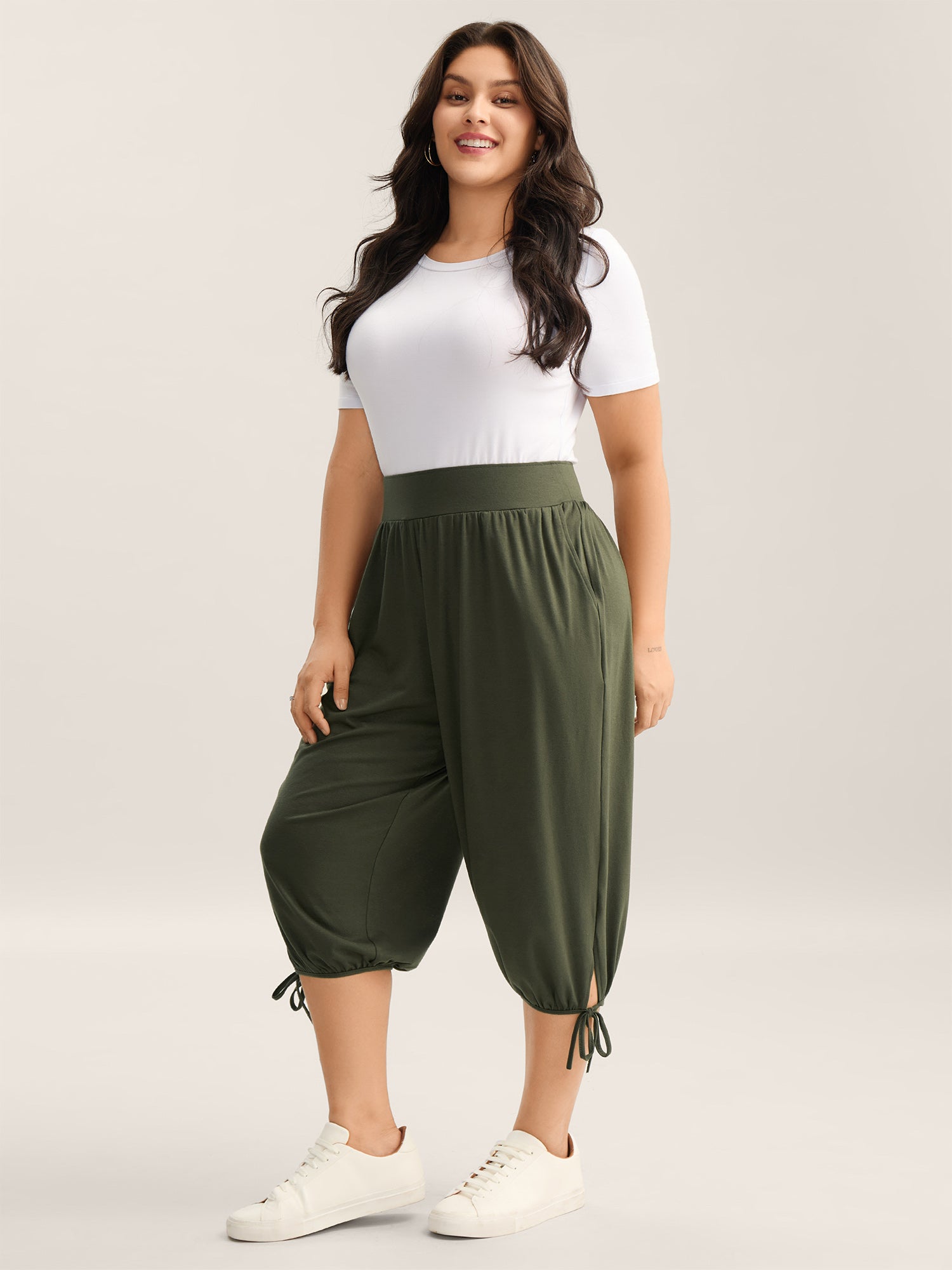 Keyhole Hem Ties Jogger Pants-Sweetccc