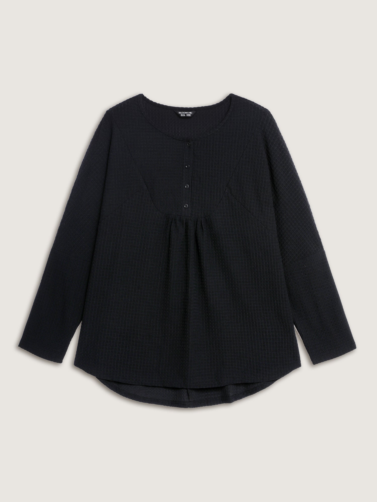 Textured Button Placket Knit Top-Sweetccc