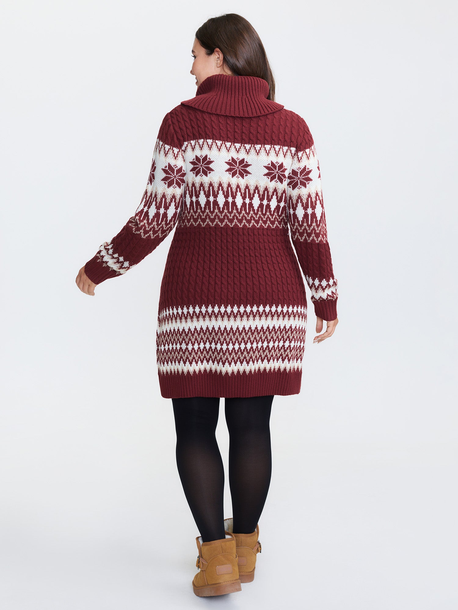 Holiday Textured Turtleneck Sweater Dress-Sweetccc
