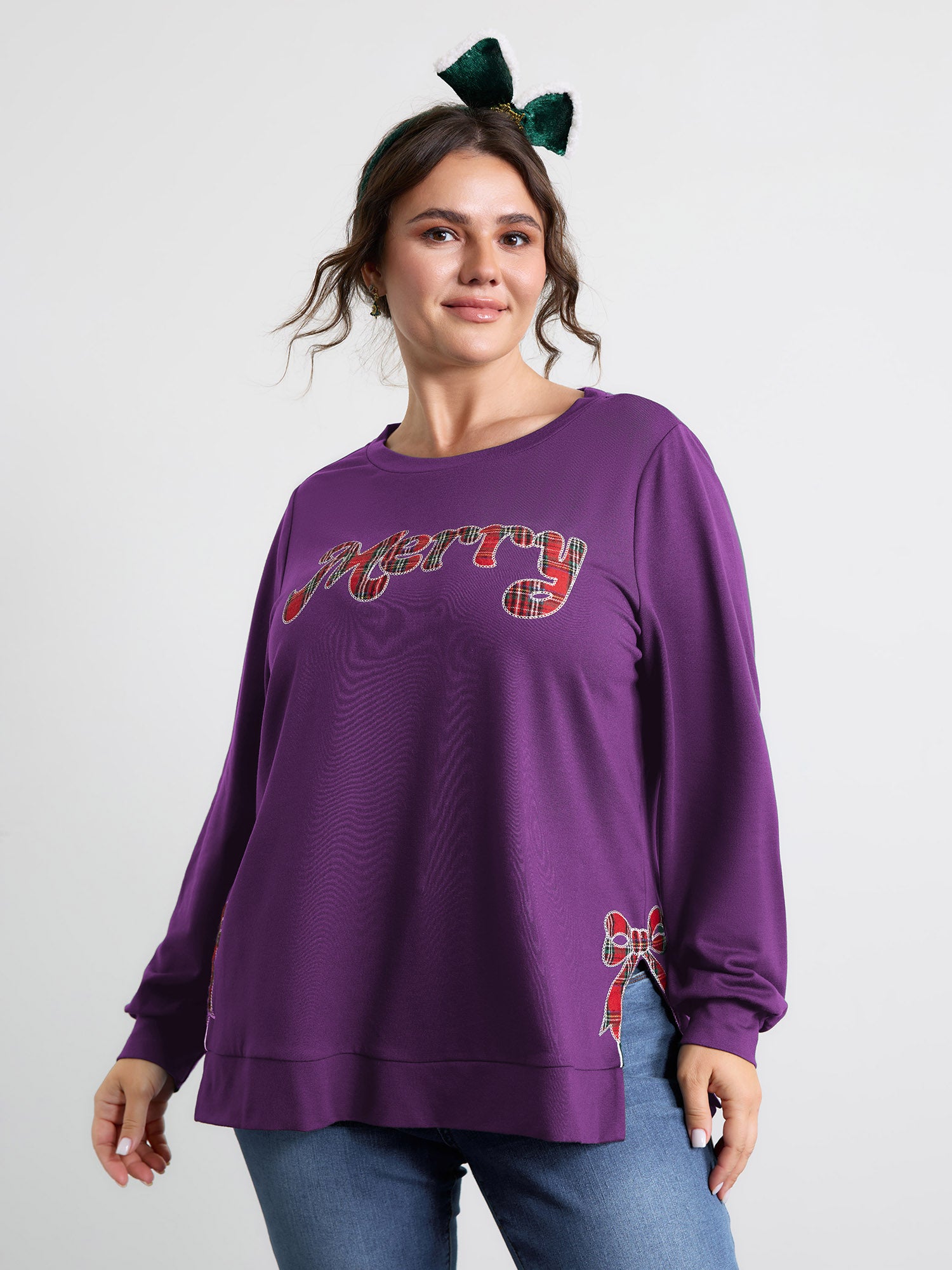 Merry Applique Embroidery Sweatshirt-Sweetccc