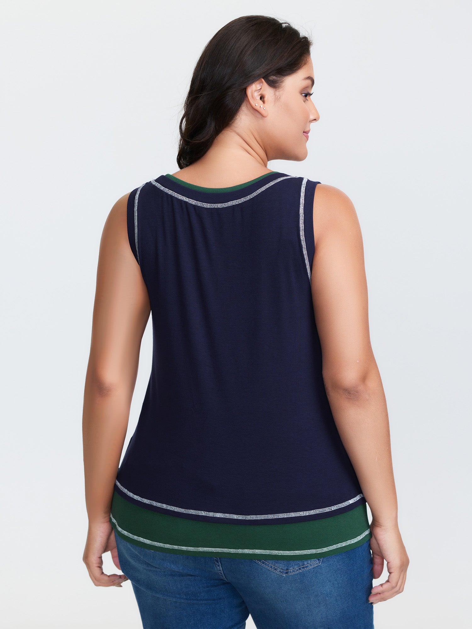 Supersoft Scoop Neckline Contrast Tank Top-Sweetccc