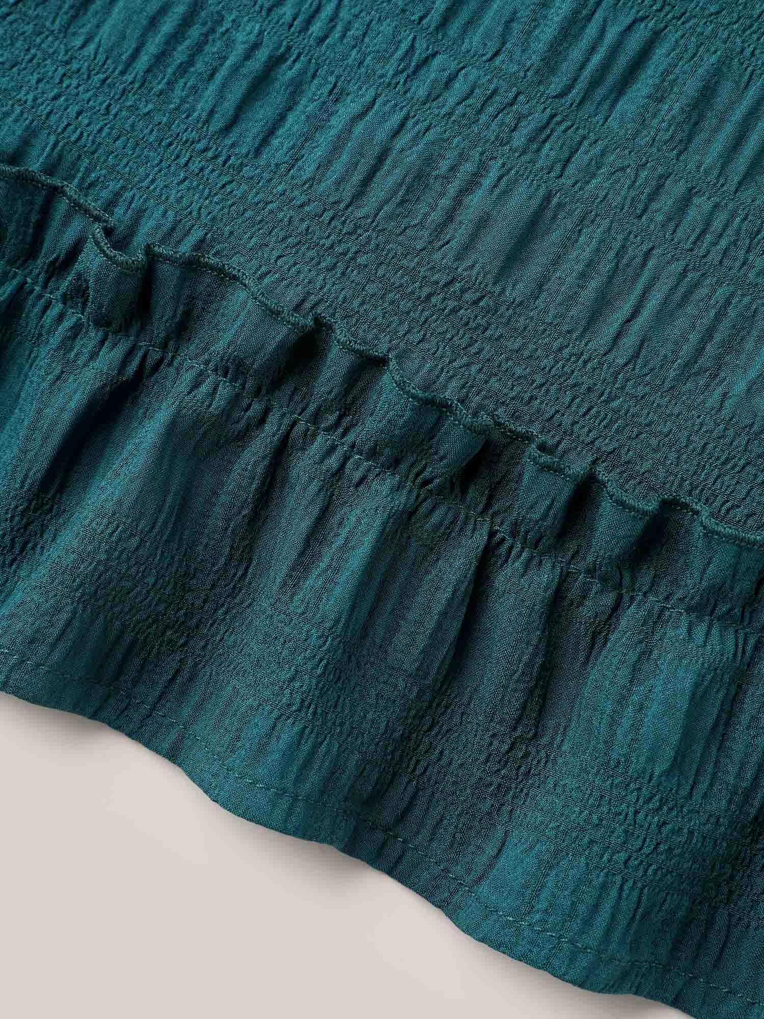 Textured Spliced Ruffle Edge Top-Sweetccc