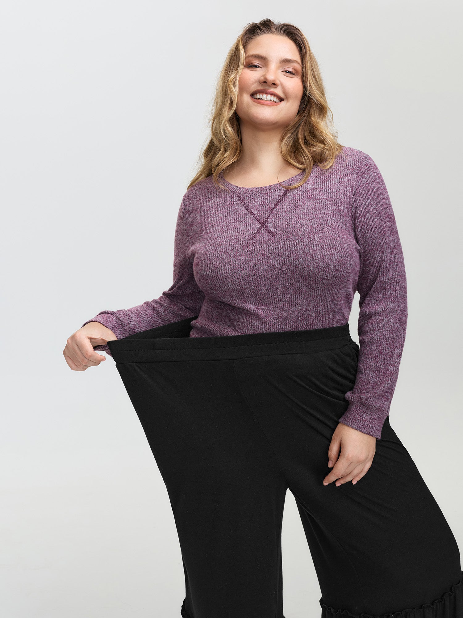 Stretchy Ruffled Hem Tiered Pants-Sweetccc