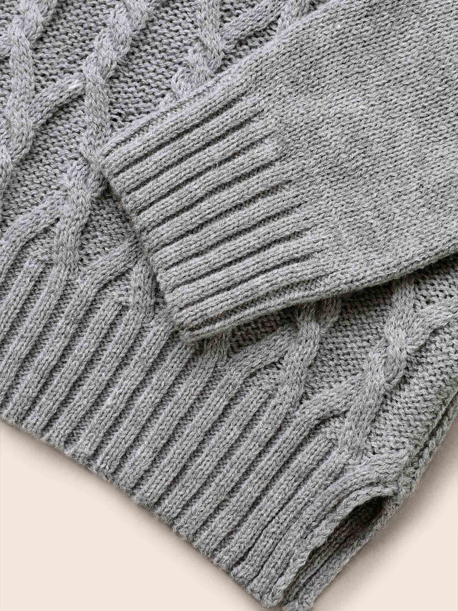 Texture Cable Knit Button Detail Pullover-Sweetccc