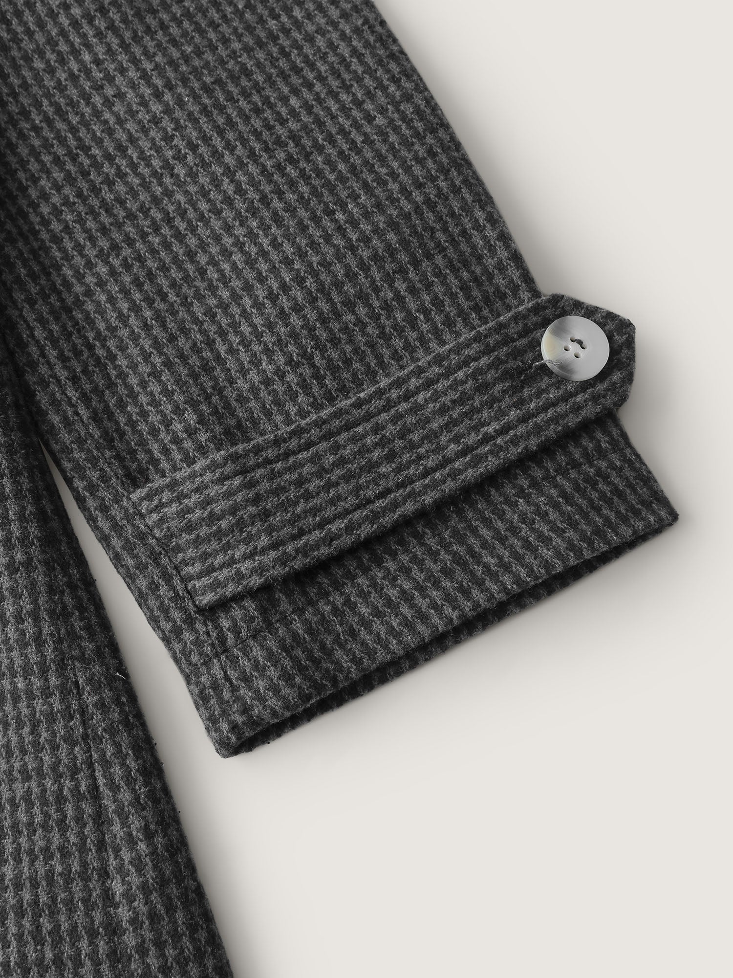 Houndstooth Button Detail Belted Coat-Sweetccc