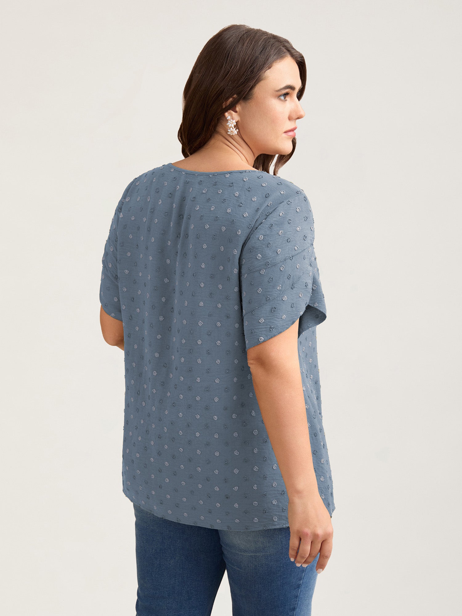 Textured Color Contrast Petal Sleeve Blouse-Sweetccc