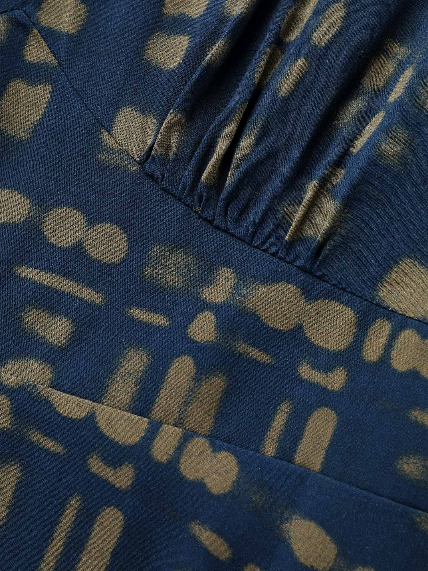 V Neck Plaid Lantern Sleeve Dress-Sweetccc