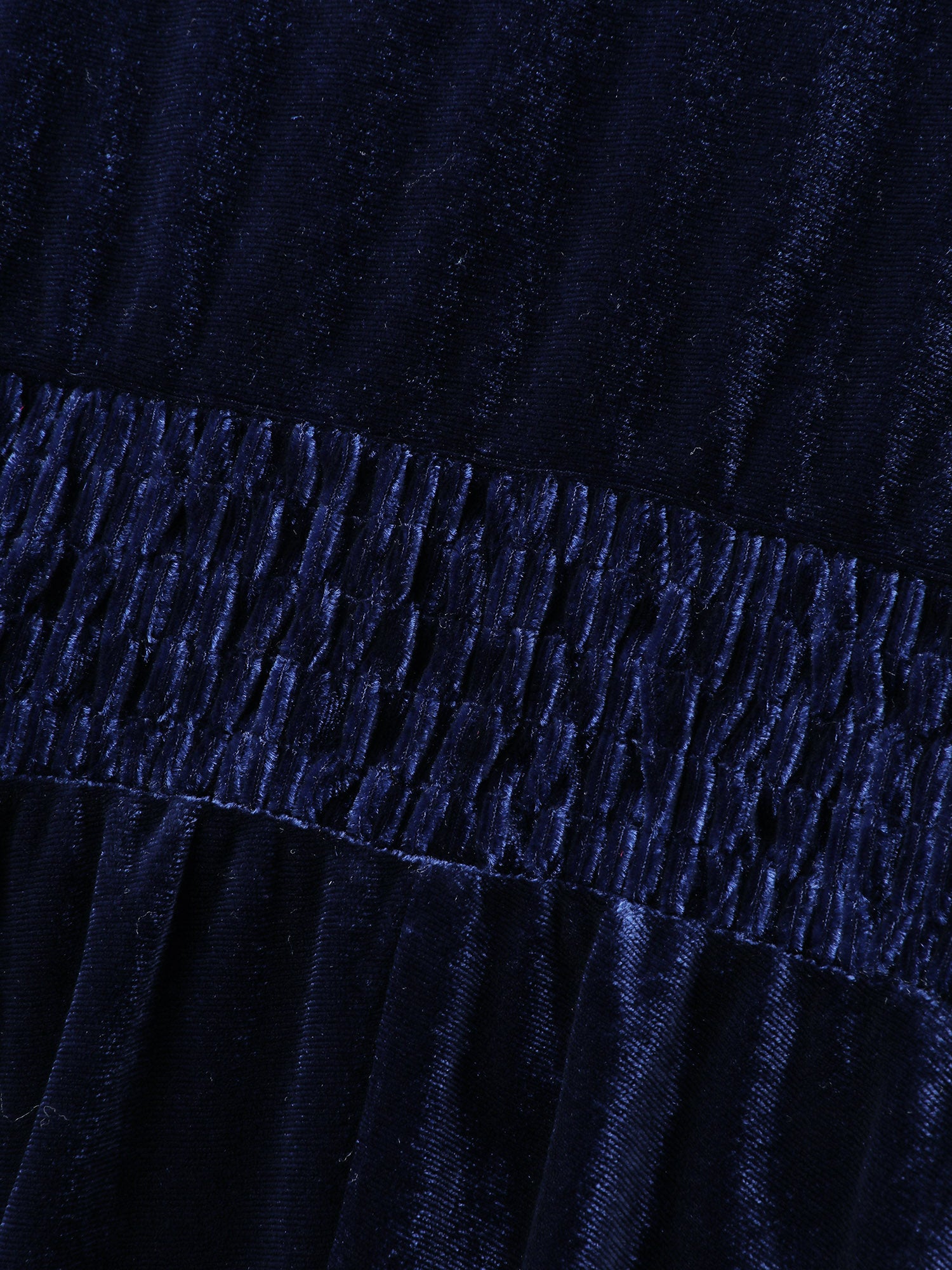 Velvet Shirred Waist Asymmetrical Hem Midi Dress-Sweetccc