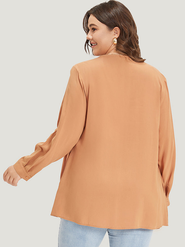 Supersoft Essentials Plain Pocket Button Asymmetrical Hem Kimono-Sweetccc