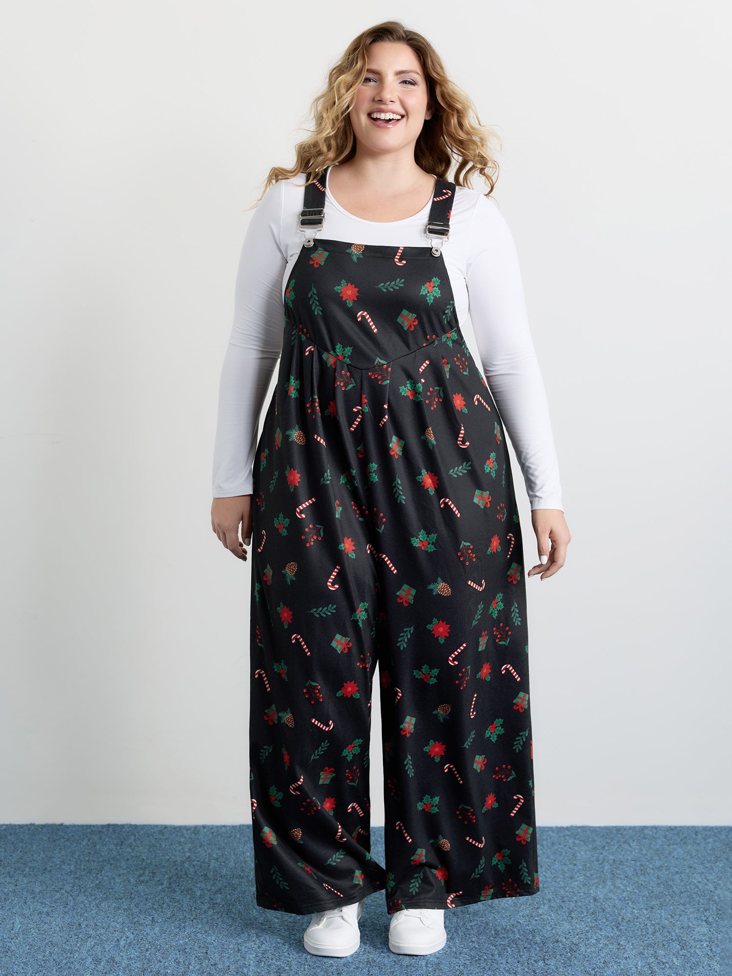 Holiday Candy Stretchy Overall Jumpsuit-Sweetccc
