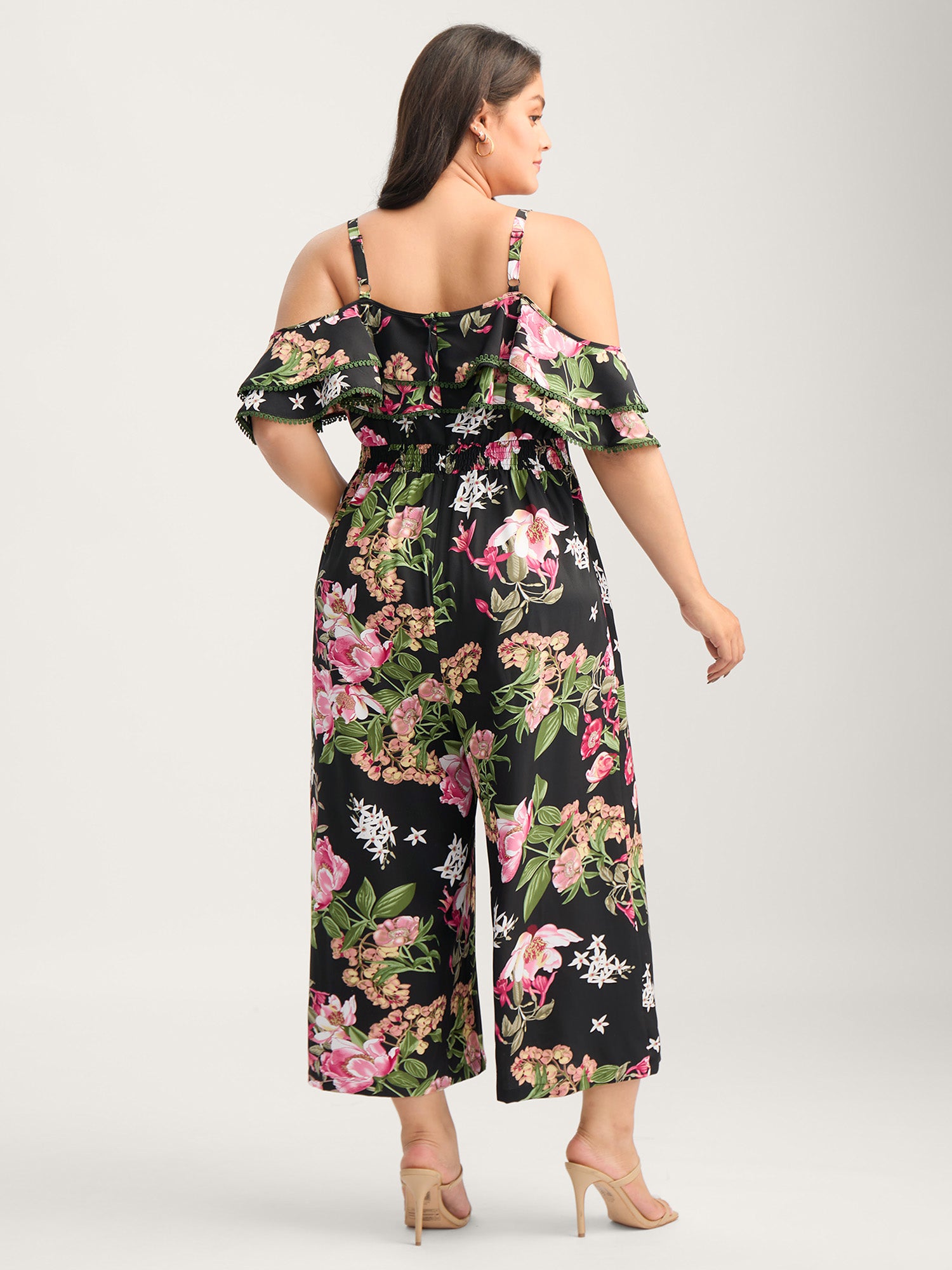 Floral Print Off-Shoulder Wide-Leg Jumpsuit-Sweetccc