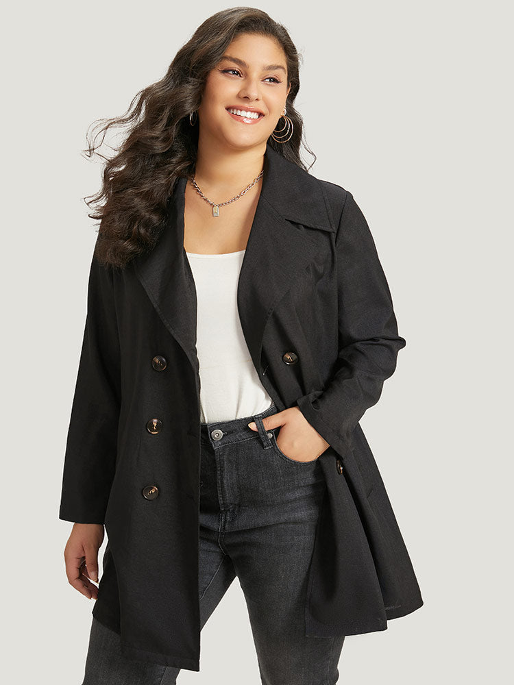 Halloween Solid Lapel Collar Double Breasted Pocket Coat-Sweetccc