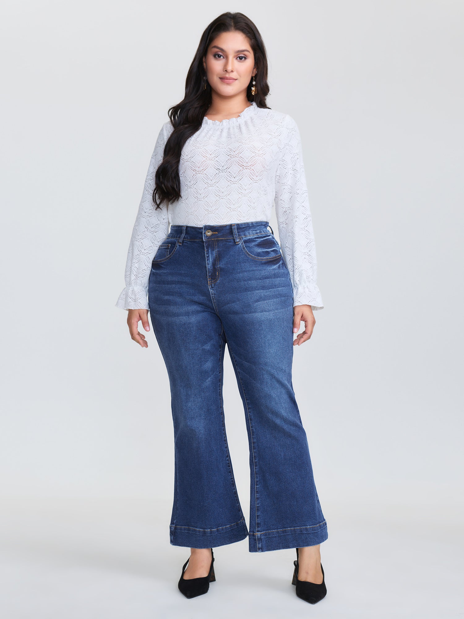 Stretchy Soft Bootcut Jeans-Sweetccc
