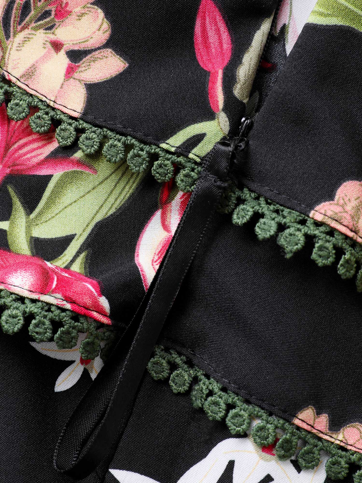 Floral Print Off-Shoulder Wide-Leg Jumpsuit-Sweetccc