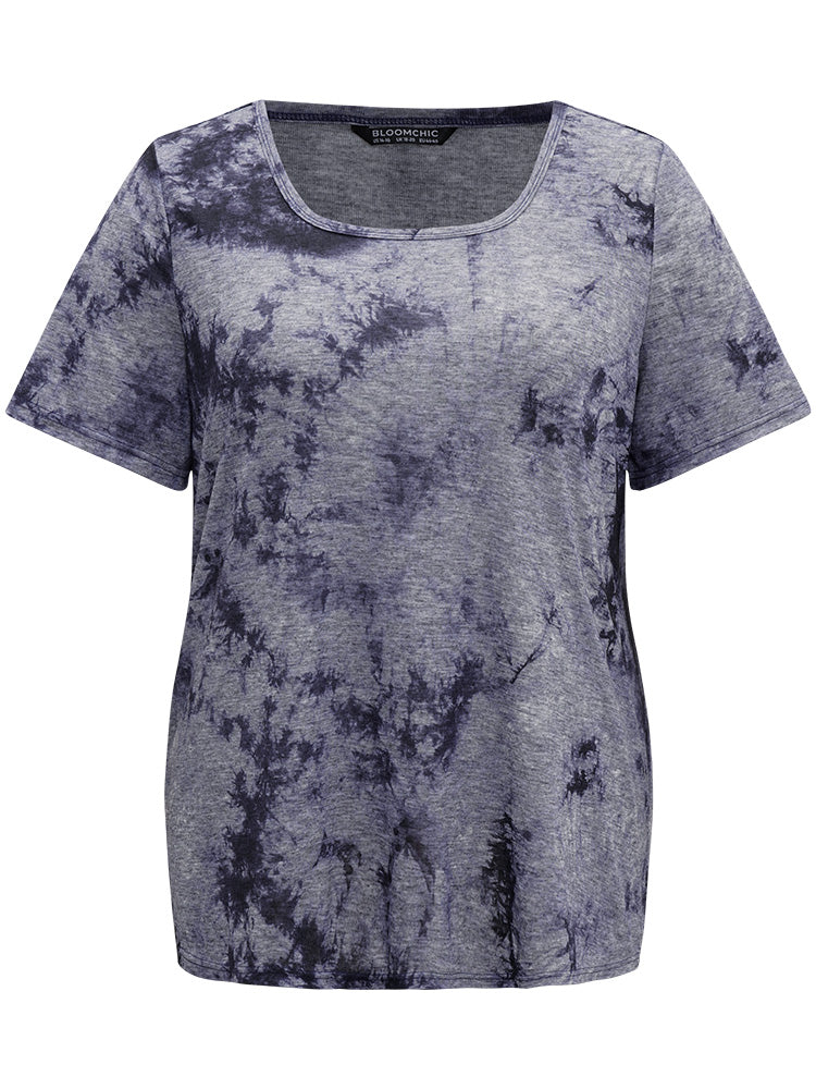 Tie Dye Square Neck T-shirt-Sweetccc