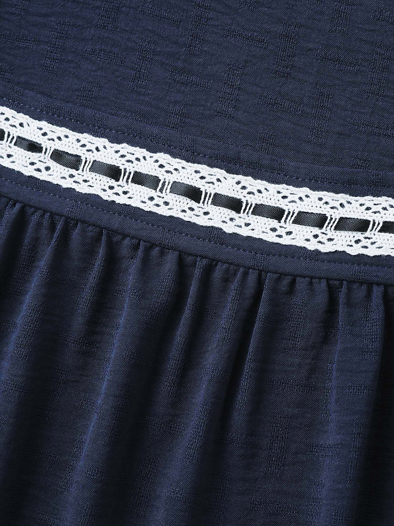 Square Neck Lace Pleated Blouse-Sweetccc