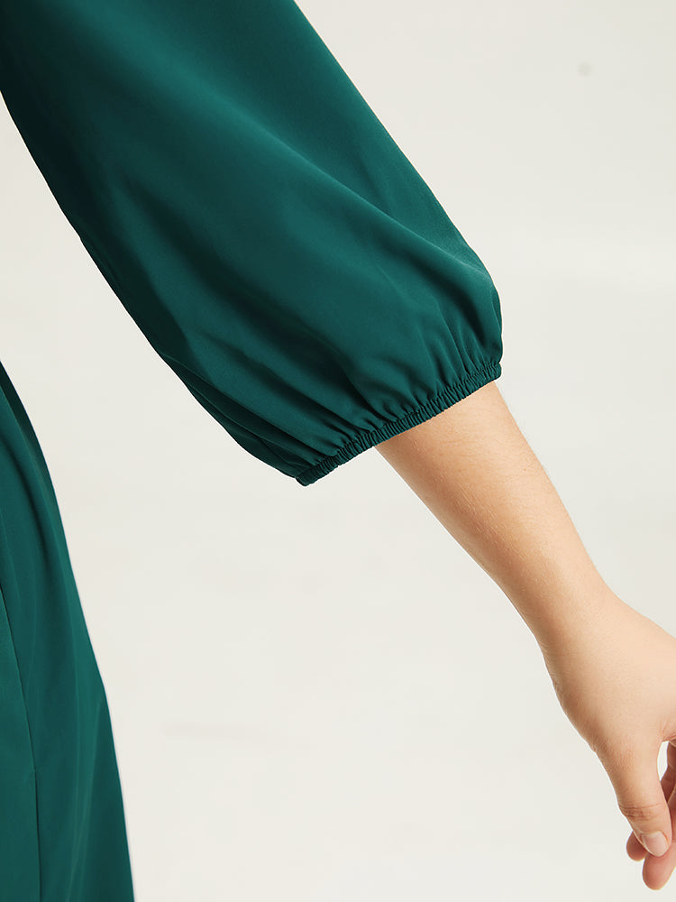 Twill Flutter Shirred Asymmetrical Layered Hem Dress-Sweetccc