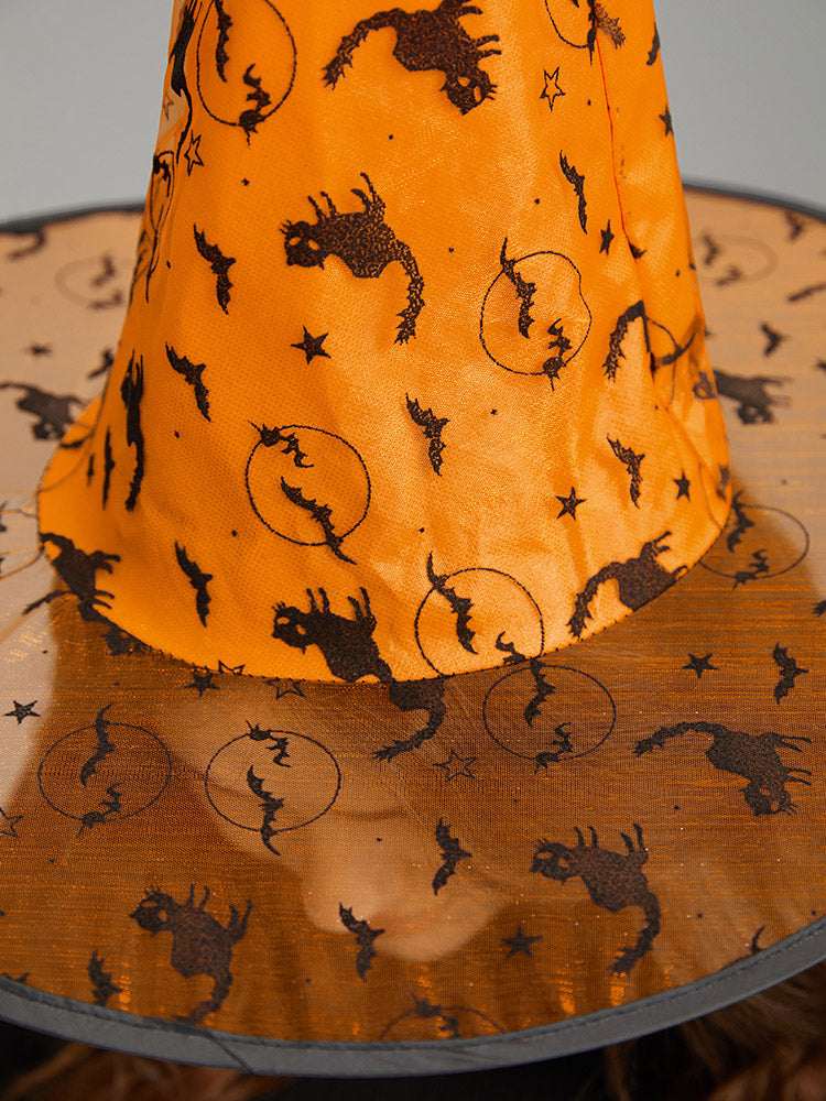Halloween Cat Mesh Patchwork Hat-Sweetccc