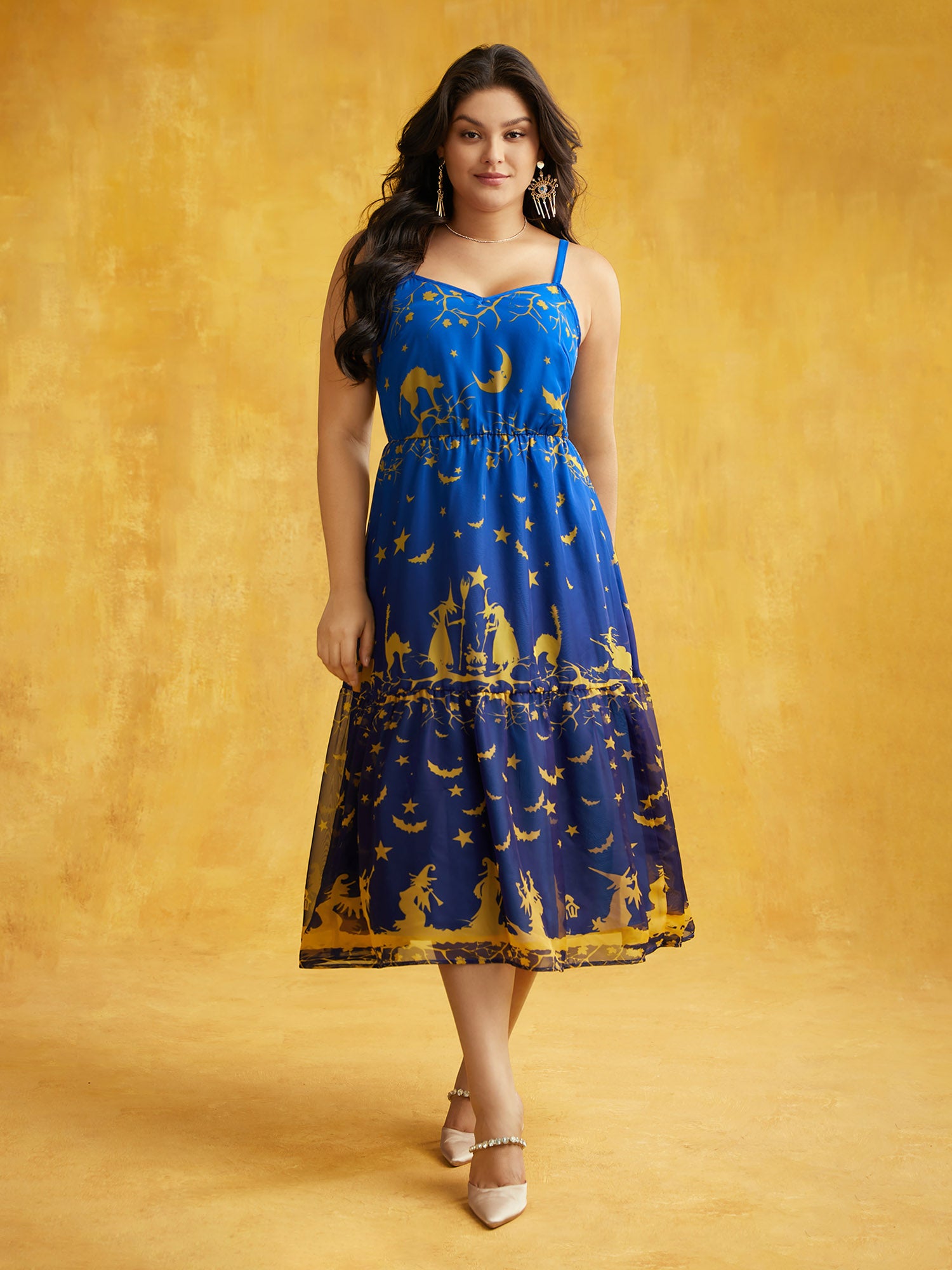 Moonlit Chiffon Changing Gradient Midi Dress-Sweetccc