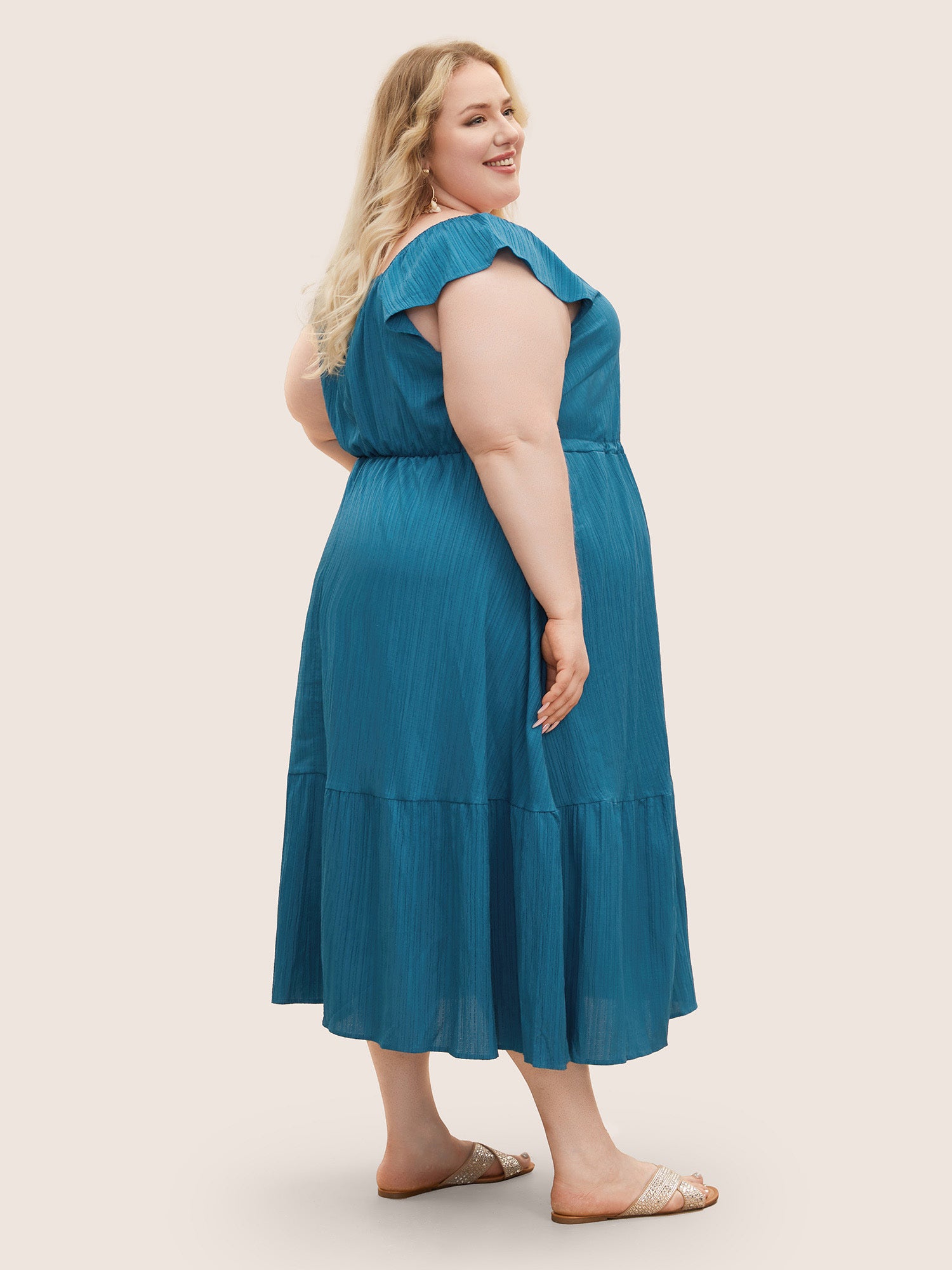 Texture Drawstring Tie Knot Tassels Dress-Sweetccc