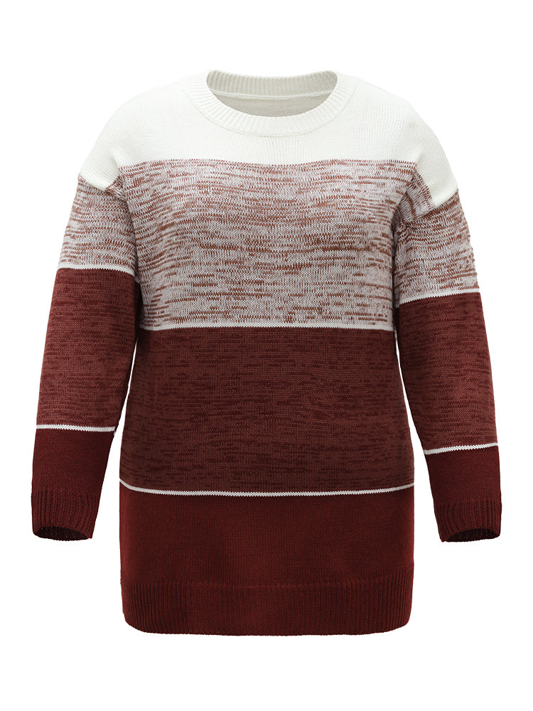 Heather Colorblock Contrast Knit Pullover-Sweetccc