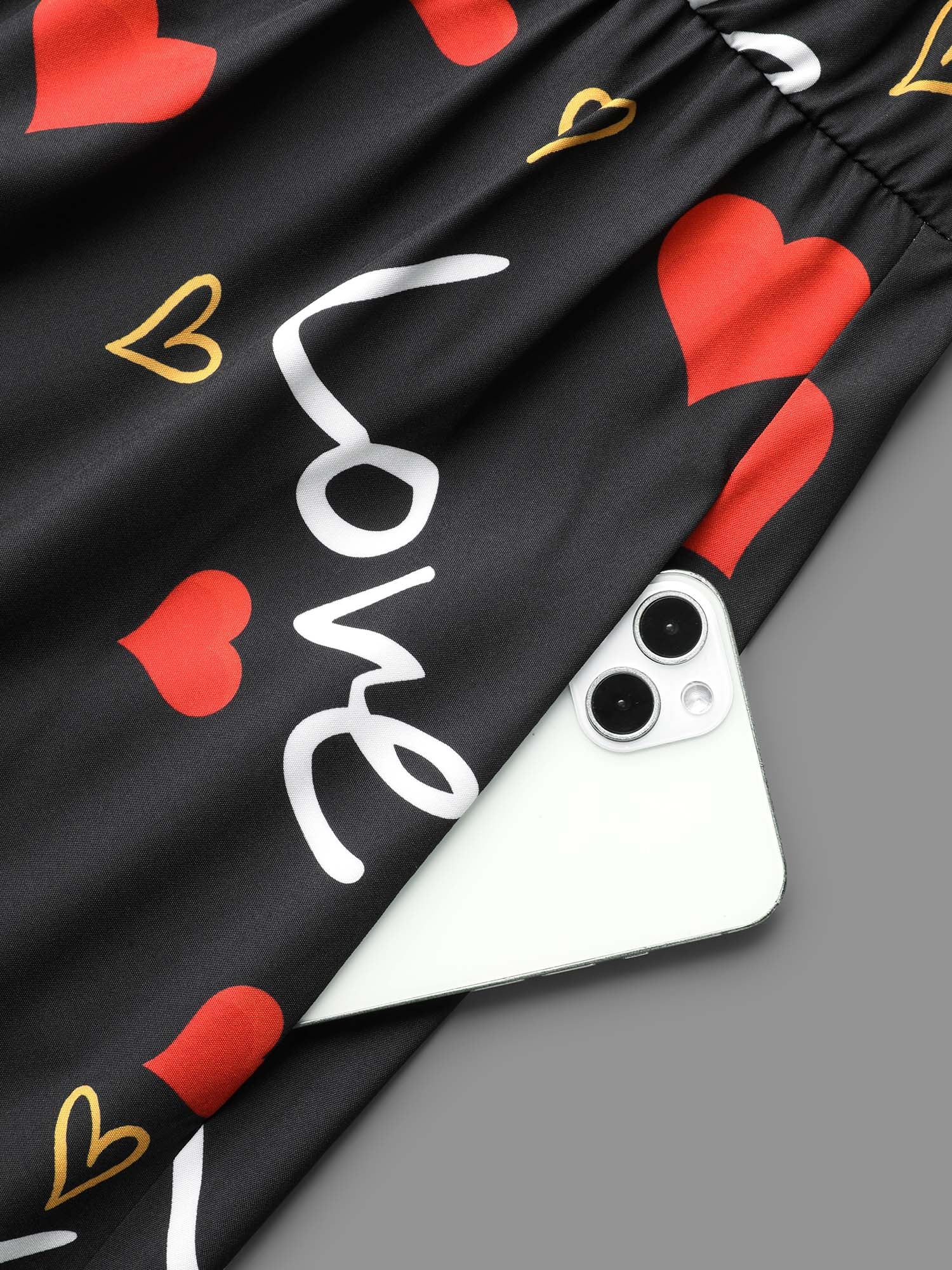 Notched Collar Heart Print Tiered Midi Dress-Sweetccc