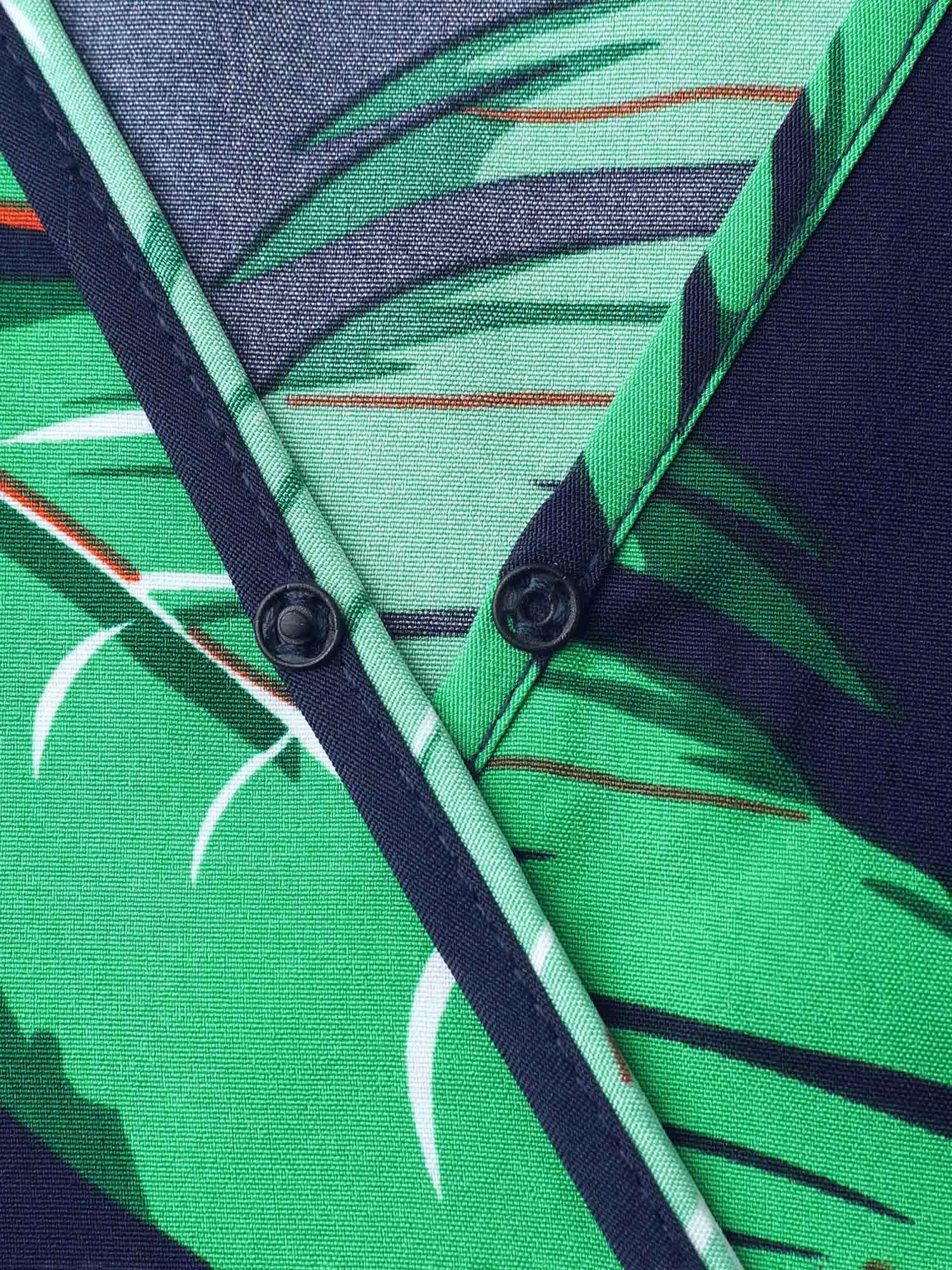 Tropical Leaf Print Surplice Neck Midi Dress-Sweetccc