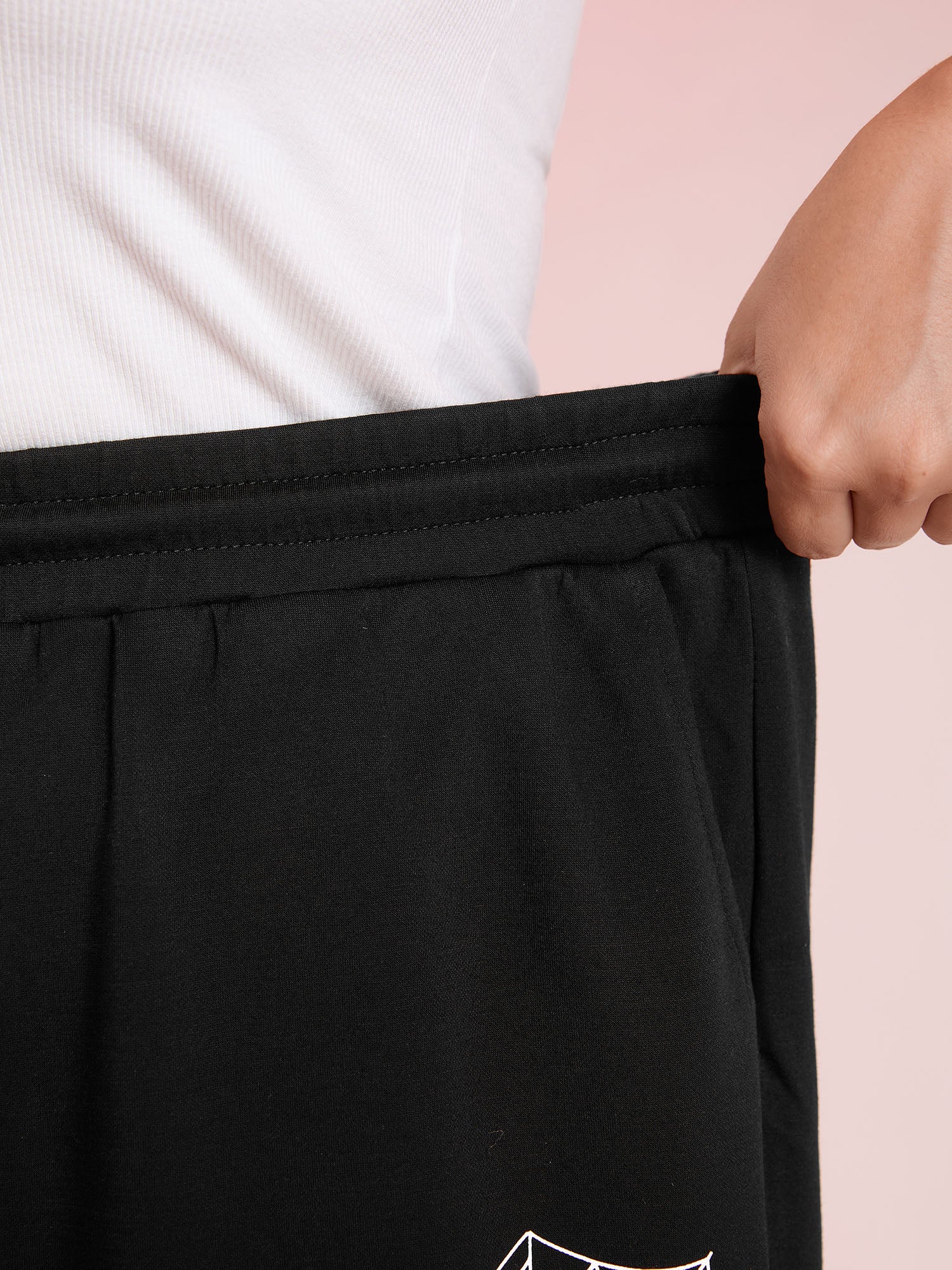 Ghost Motif Cuffed Jogger Pants-Sweetccc