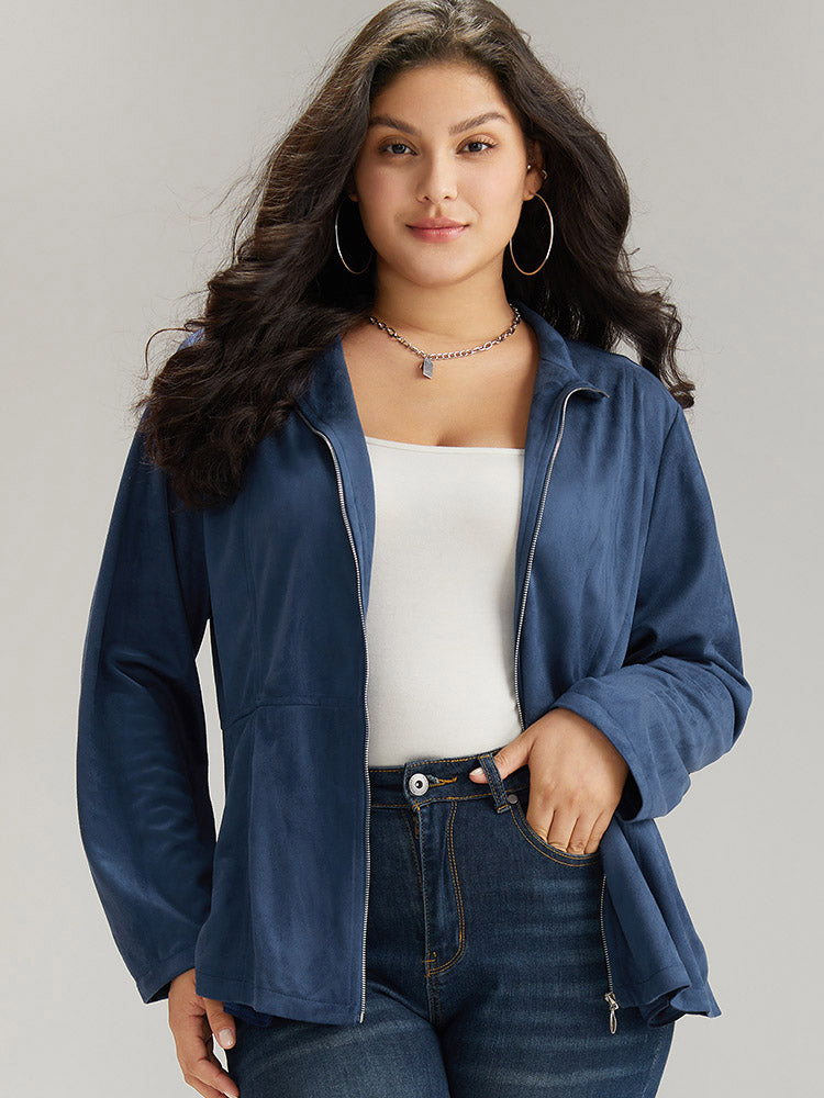 Solid Pocket Zipper Jacket-Sweetccc