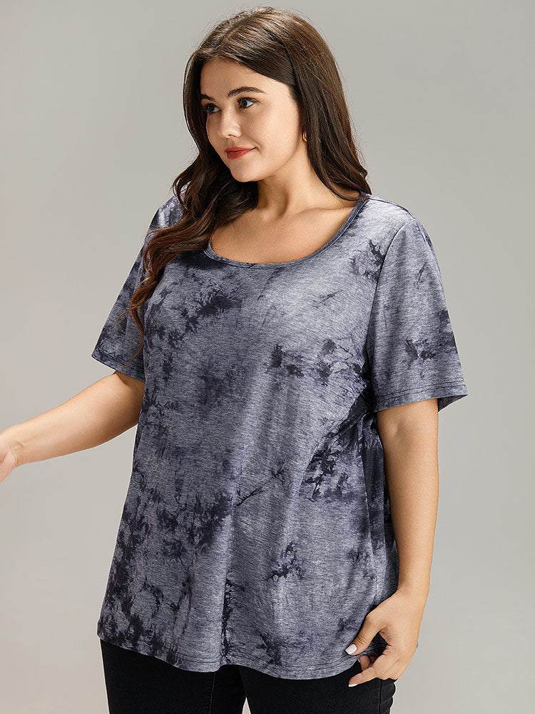 Tie Dye Square Neck T-shirt-Sweetccc