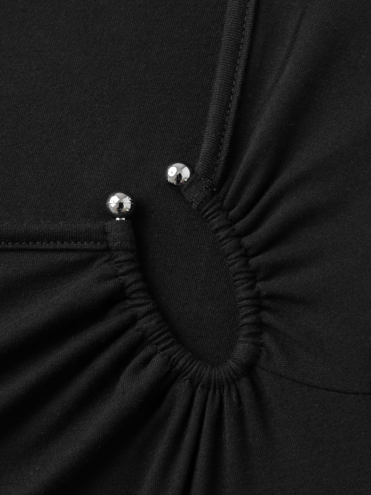 Stretchy Fitted Cut-Out Solid T-Shirt-Sweetccc