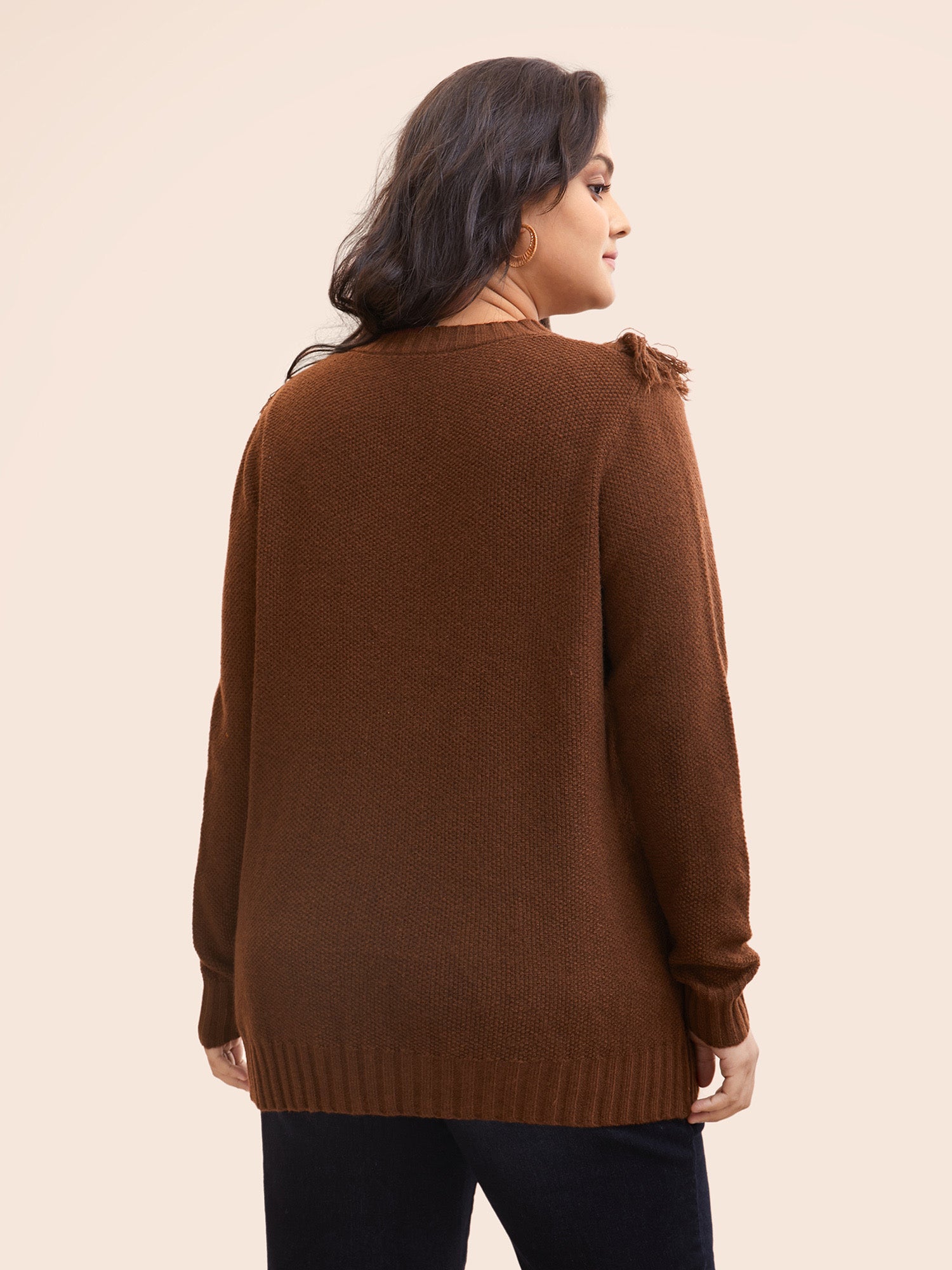 Tassel-Front High Neck Pullover-Sweetccc