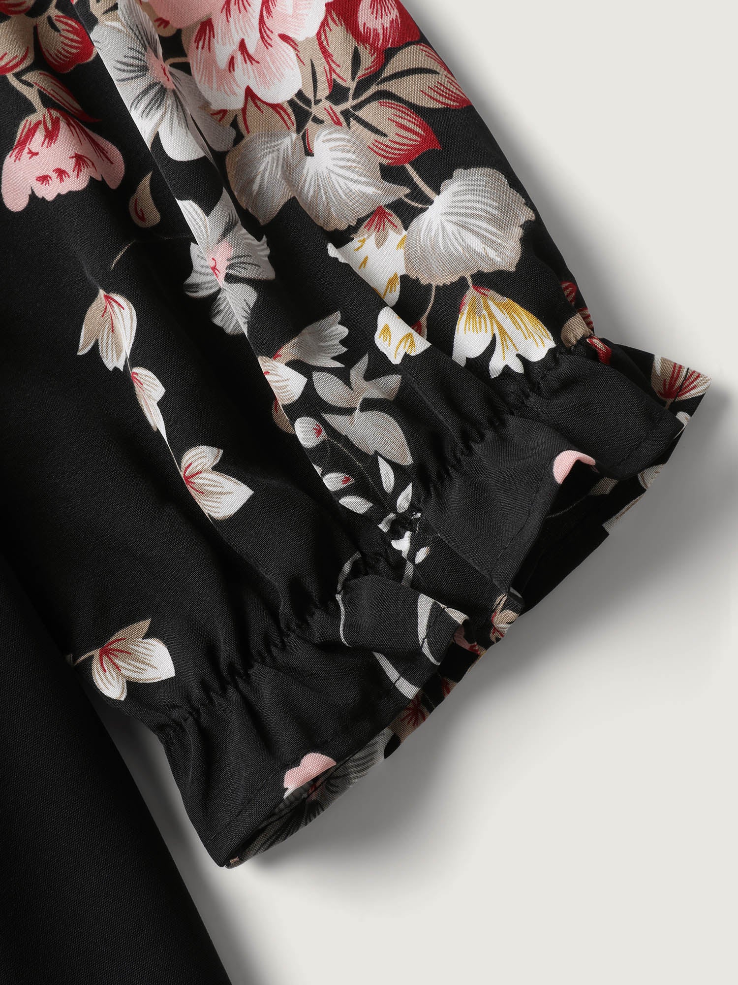 Floral Contrast Belted Wide-Leg Jumpsuit-Sweetccc