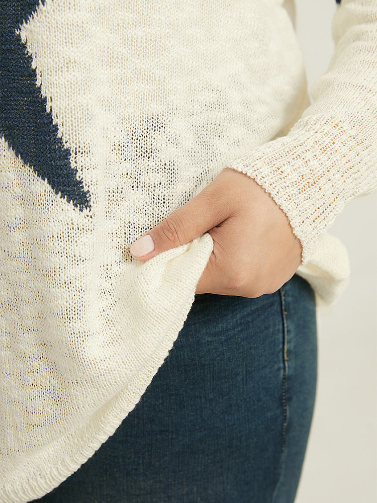 Star & Striped Print Drop Shoulder Pullover-Sweetccc