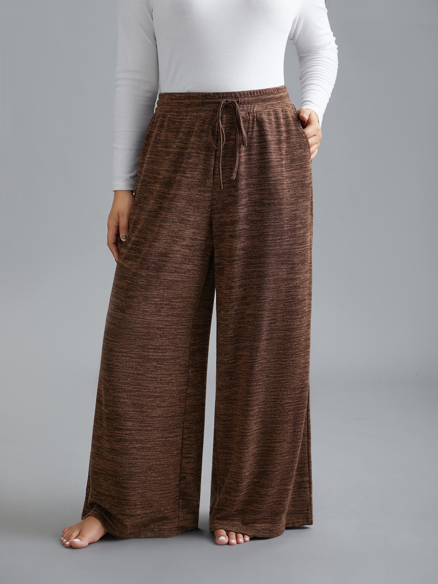 Heather Drawstring Loose Lounge Bottoms-Sweetccc