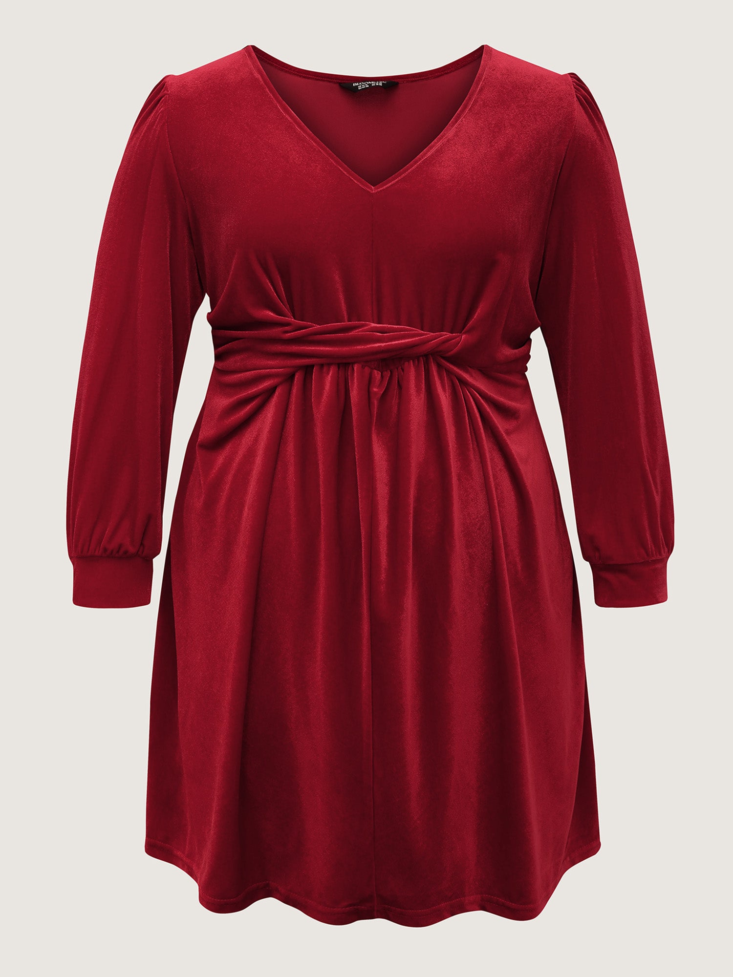 Velvet Twisted Waist Stretchy Knee-Length Dress-Sweetccc