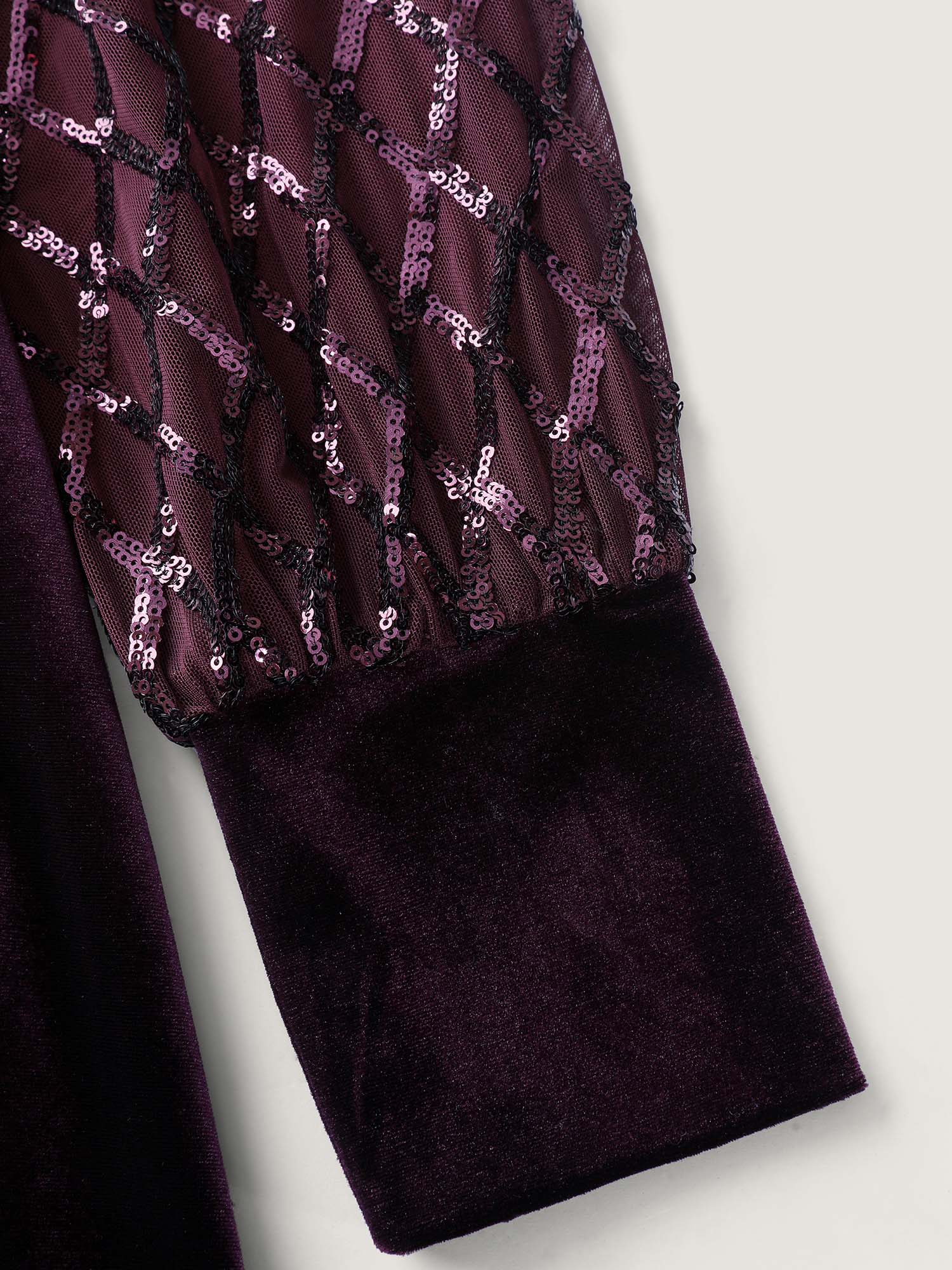 Velvet Sequin Sheer Sleeve Midi Dress-Sweetccc