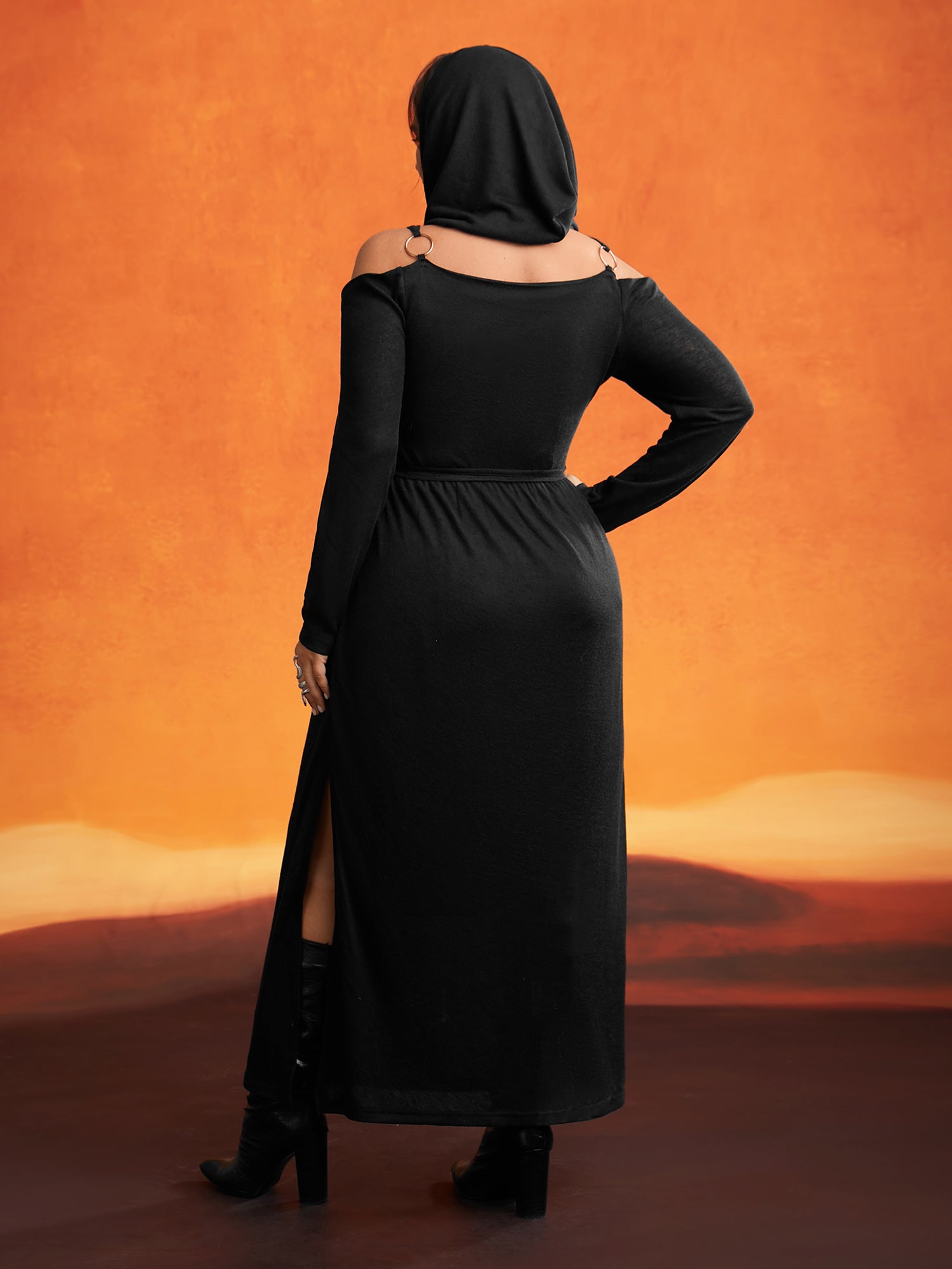 Obsidian Side Slit Accents Maxi Dress-Sweetccc