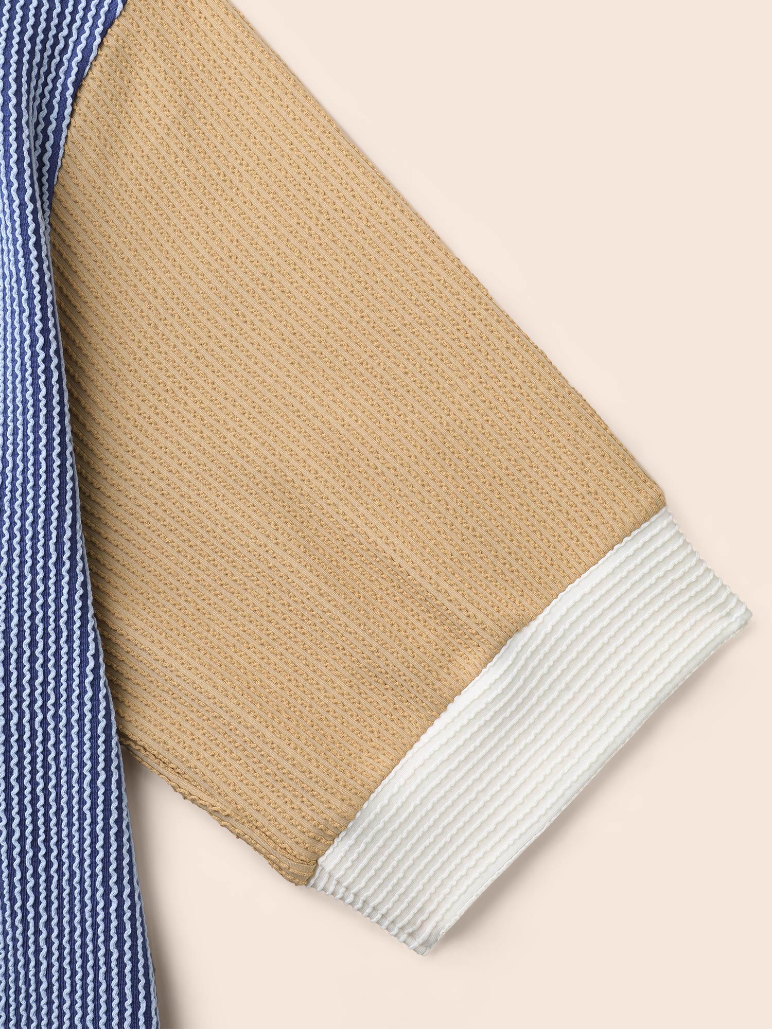 Texture Contrast Patchwork Patched Pocket Dress-Sweetccc