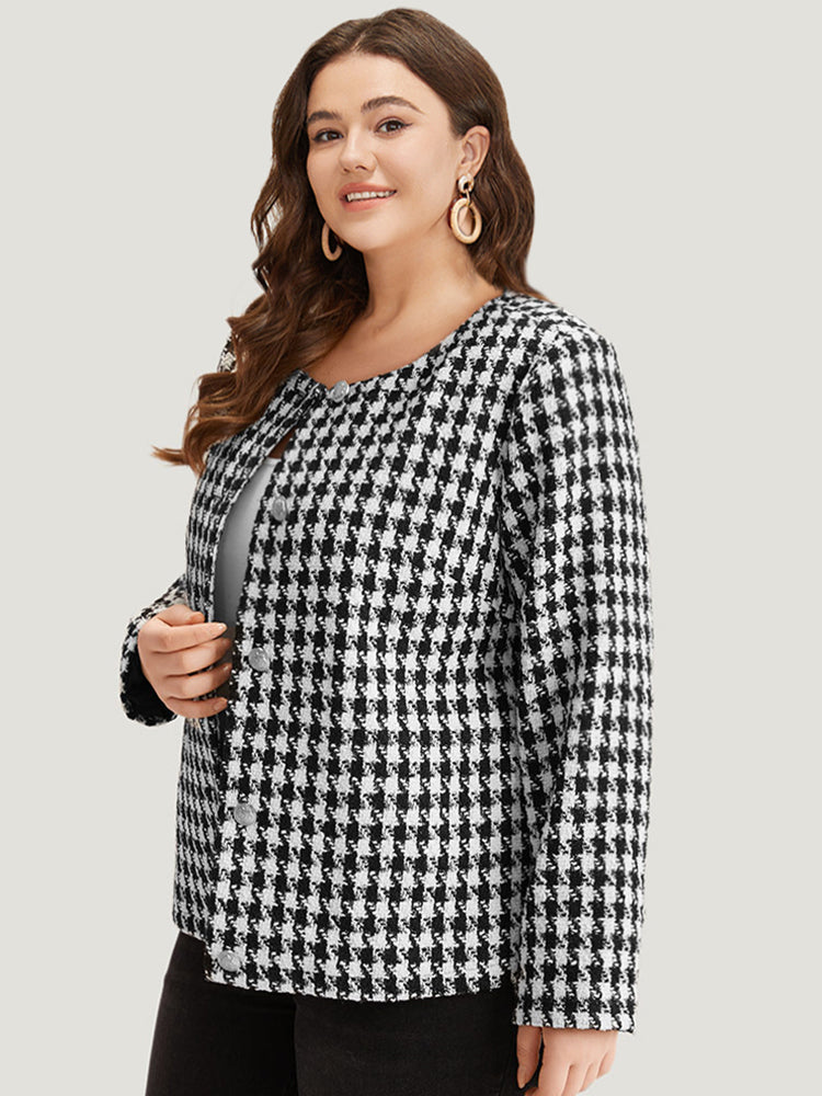 Houndstooth Button Through Blazer-Sweetccc