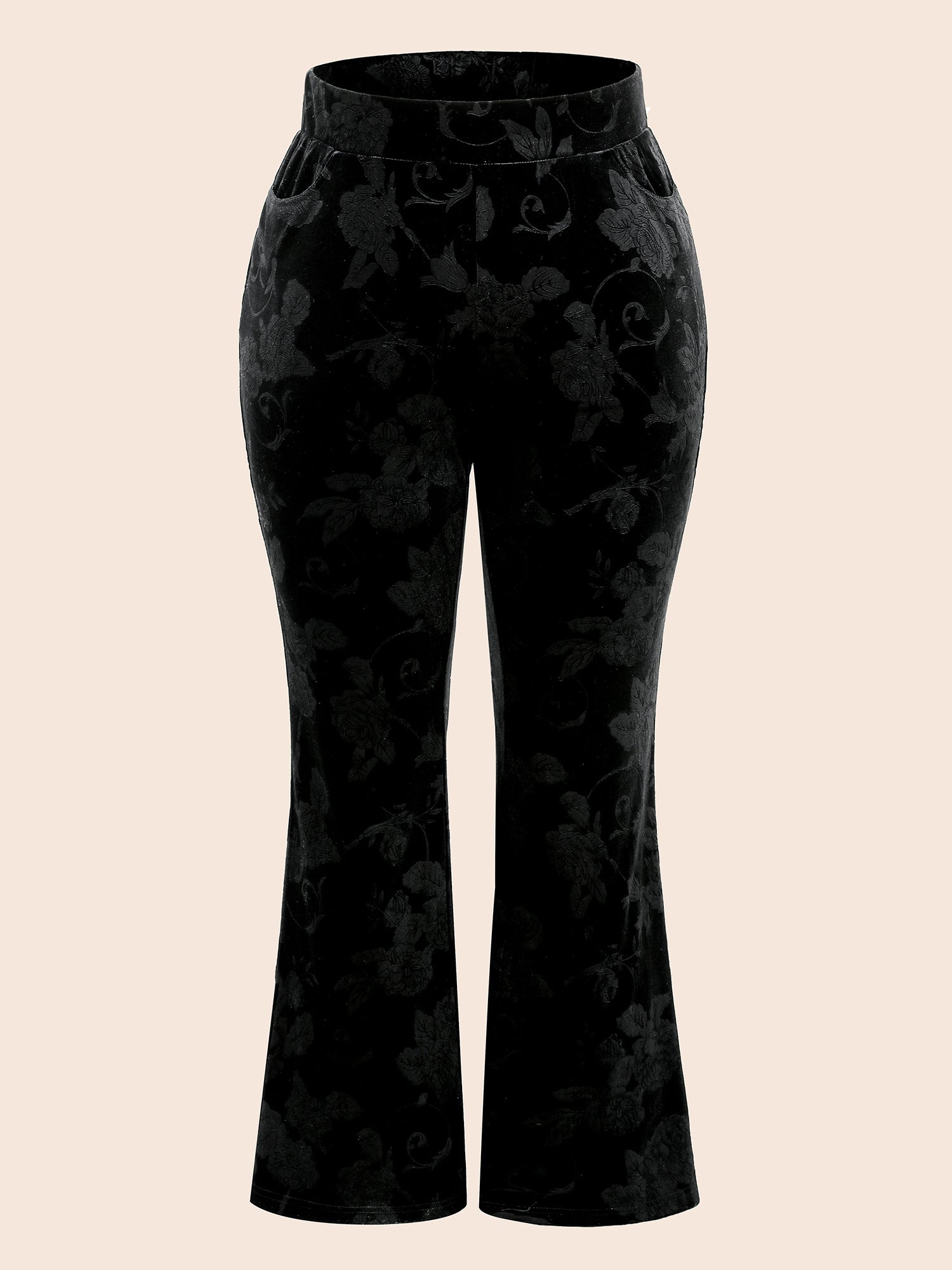 Velvet Floral Mid Rise Bootcut Leggings-Sweetccc