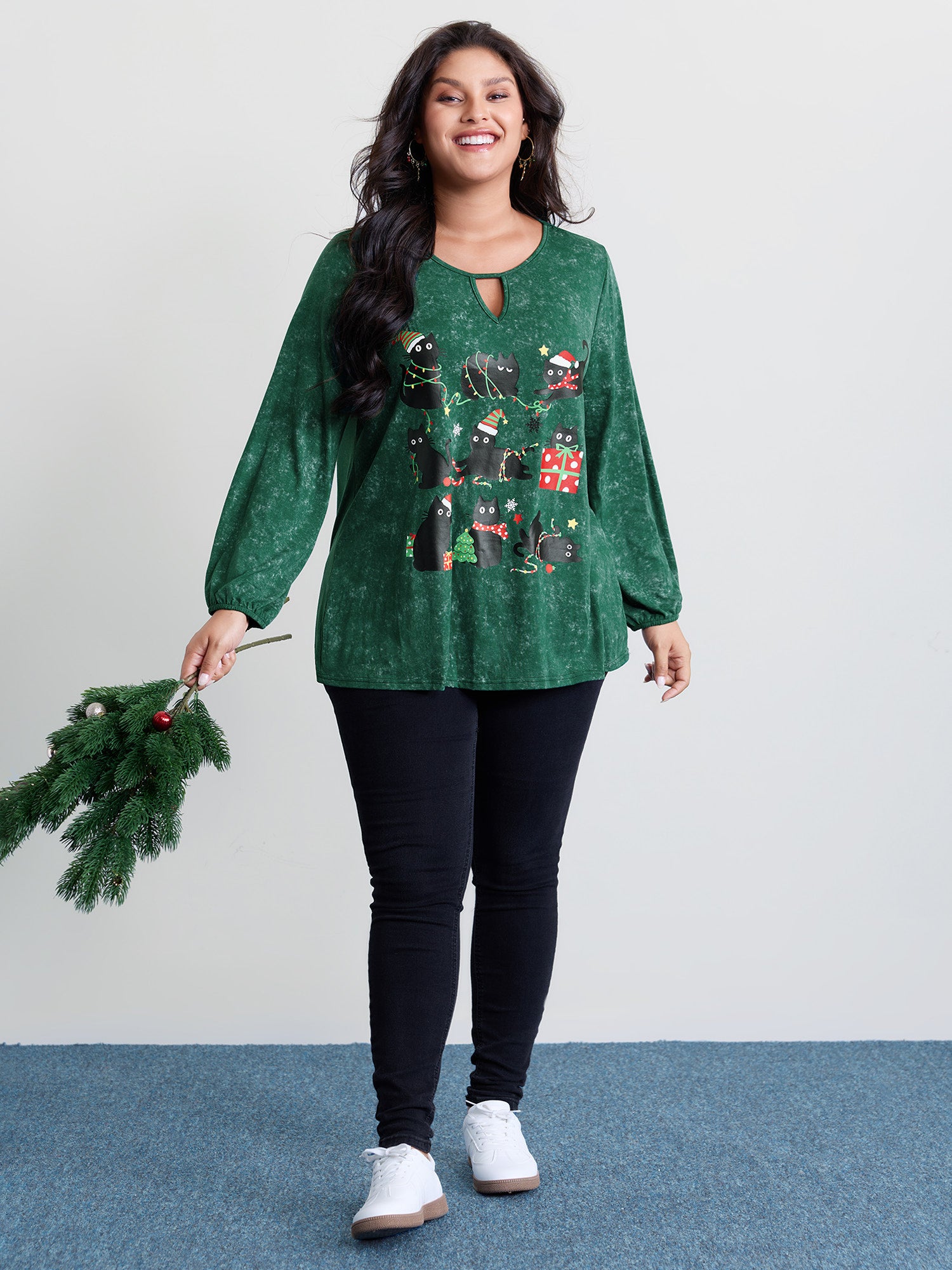 Holiday Cat Snowflake Effect T-Shirt-Sweetccc